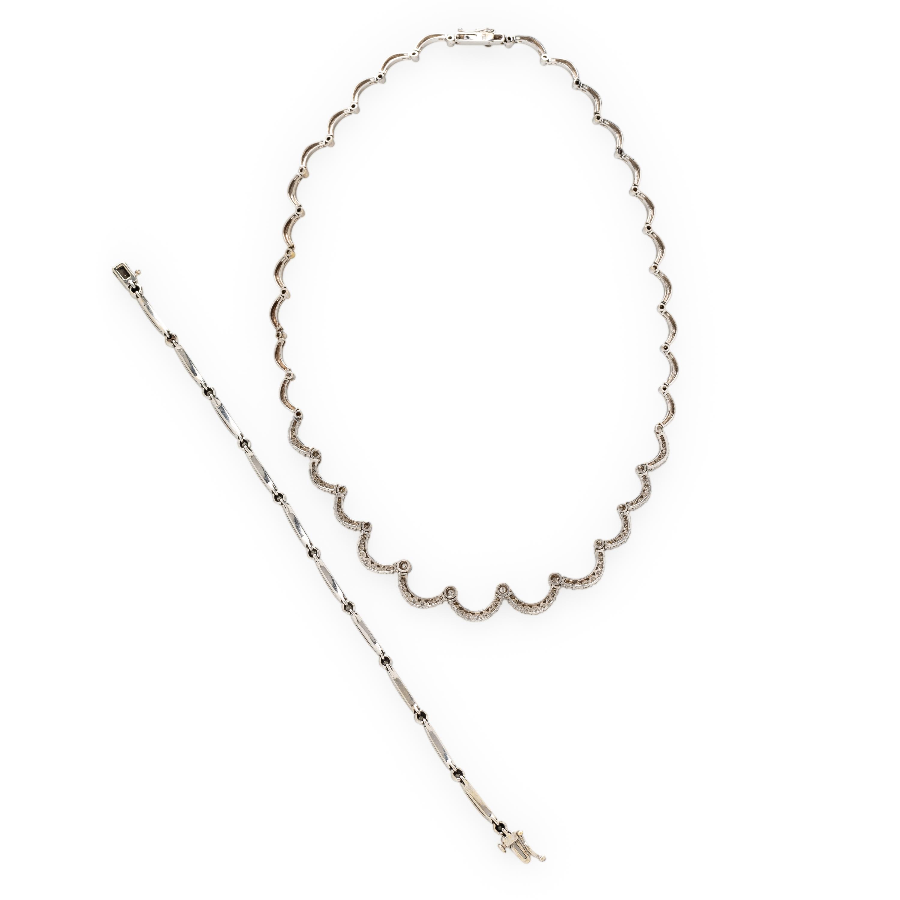 DIAMOND AND WHITE GOLD NECKLACE AND BRACELET