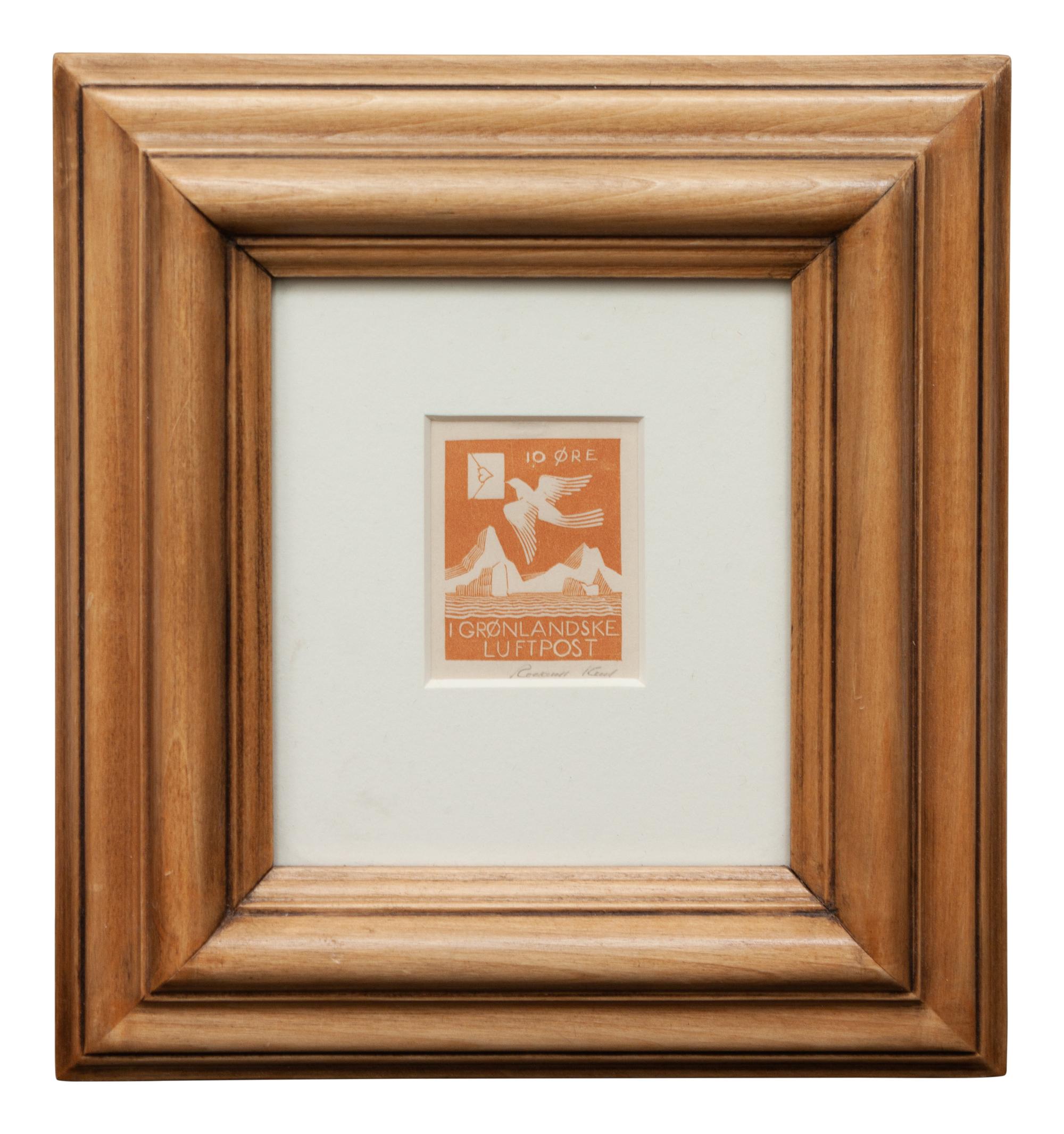 Gronlandske Luftpost (Greenland Postage Stamp) (together with two unsigned woodcuts by the artist)