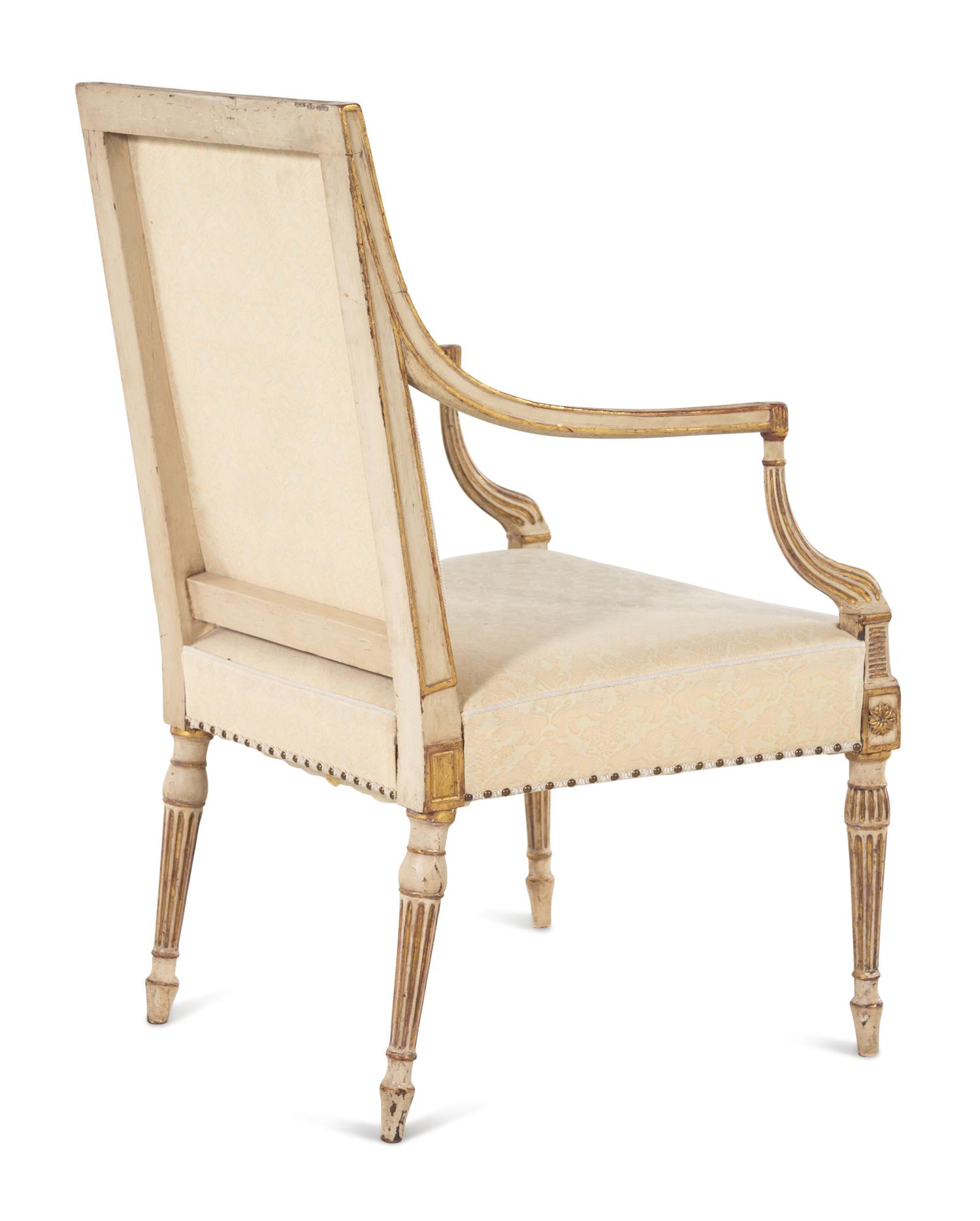 A Regency Painted and Parcel Gilt Armchair