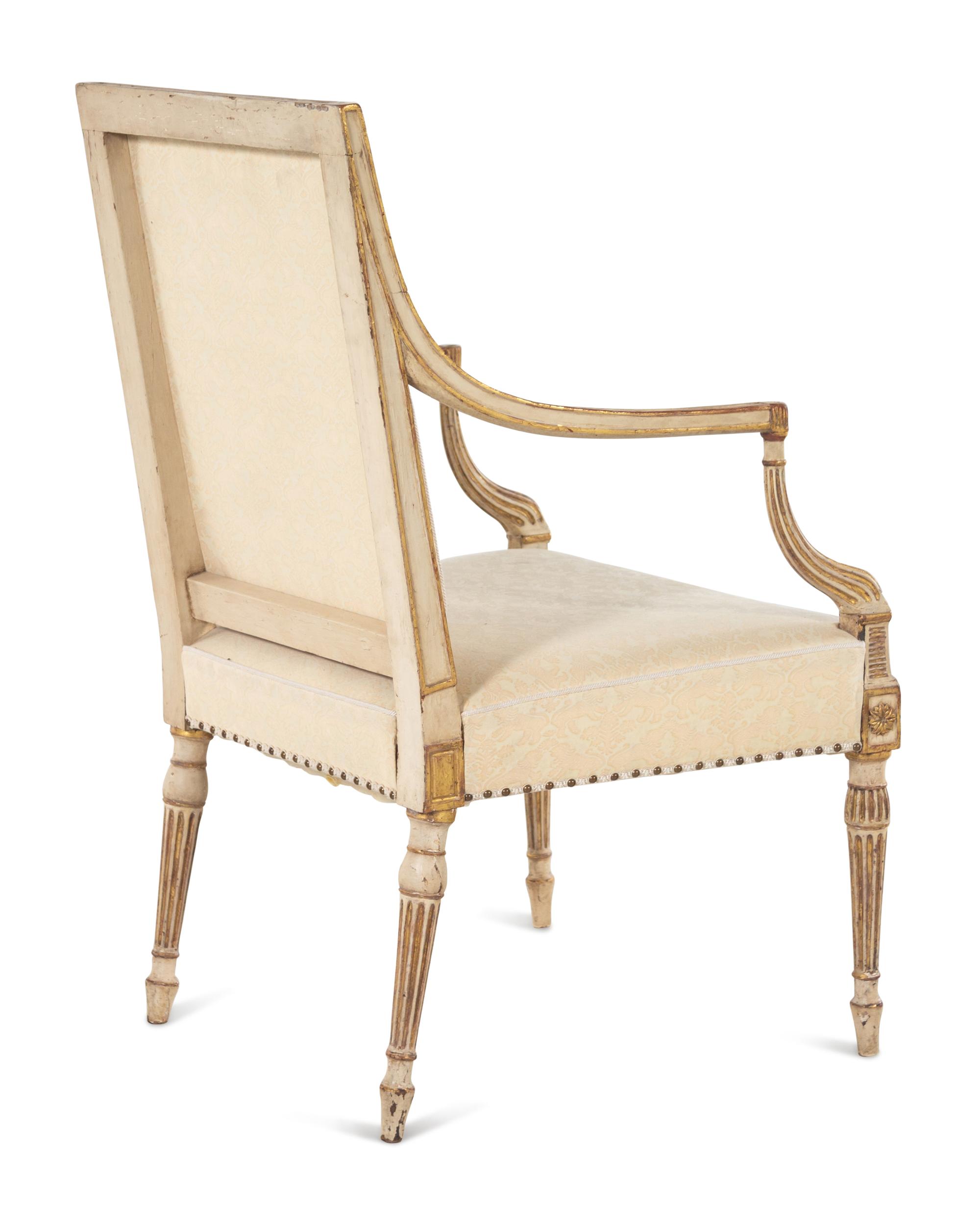 A Regency Painted and Parcel Gilt Armchair