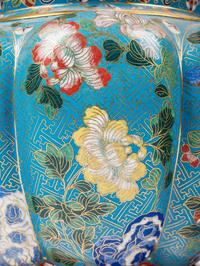 Four Chinese Blue Ground Cloisonné Enamel Jars and Covers