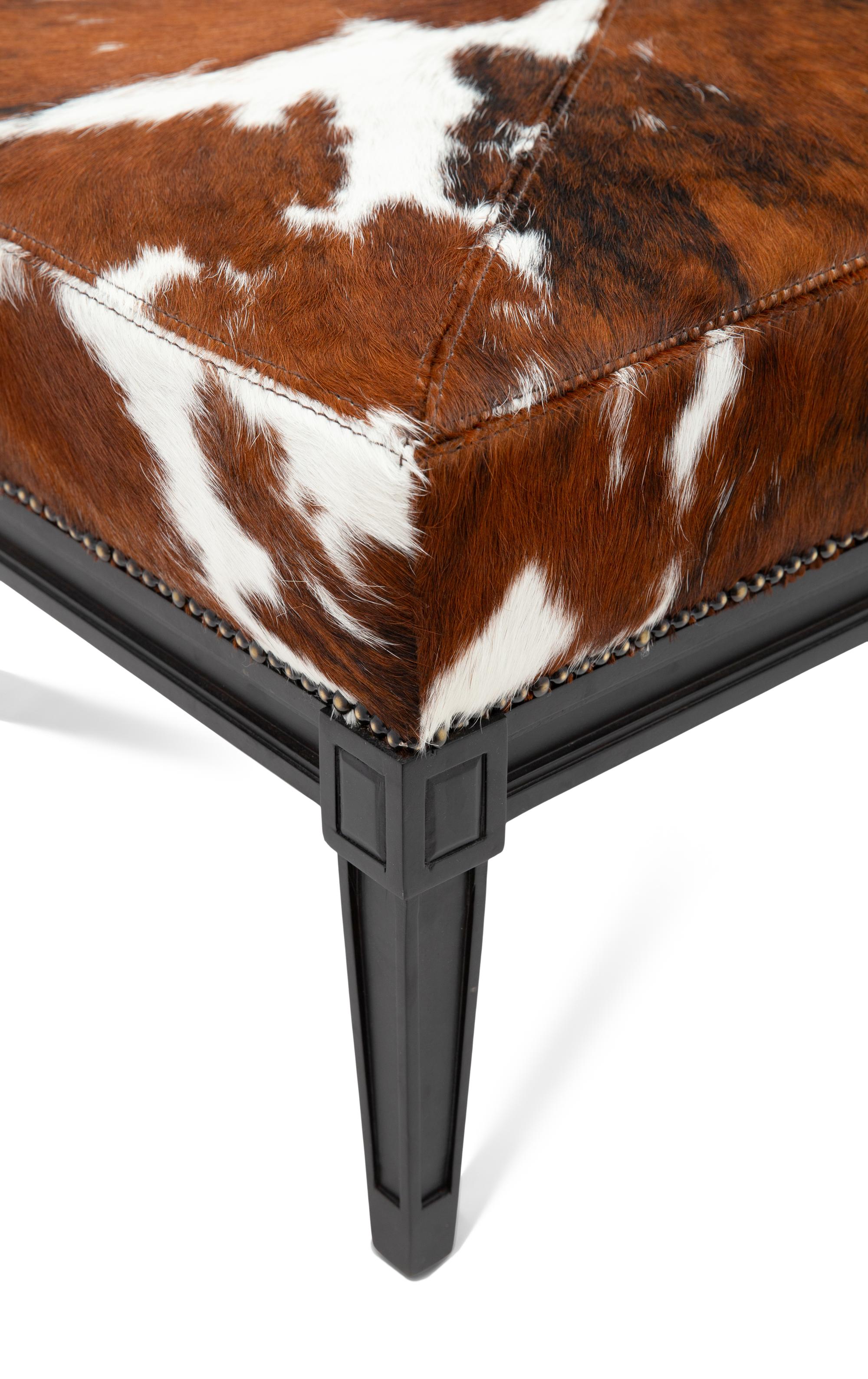 A Contemporary Cowhide Upholstered Bench