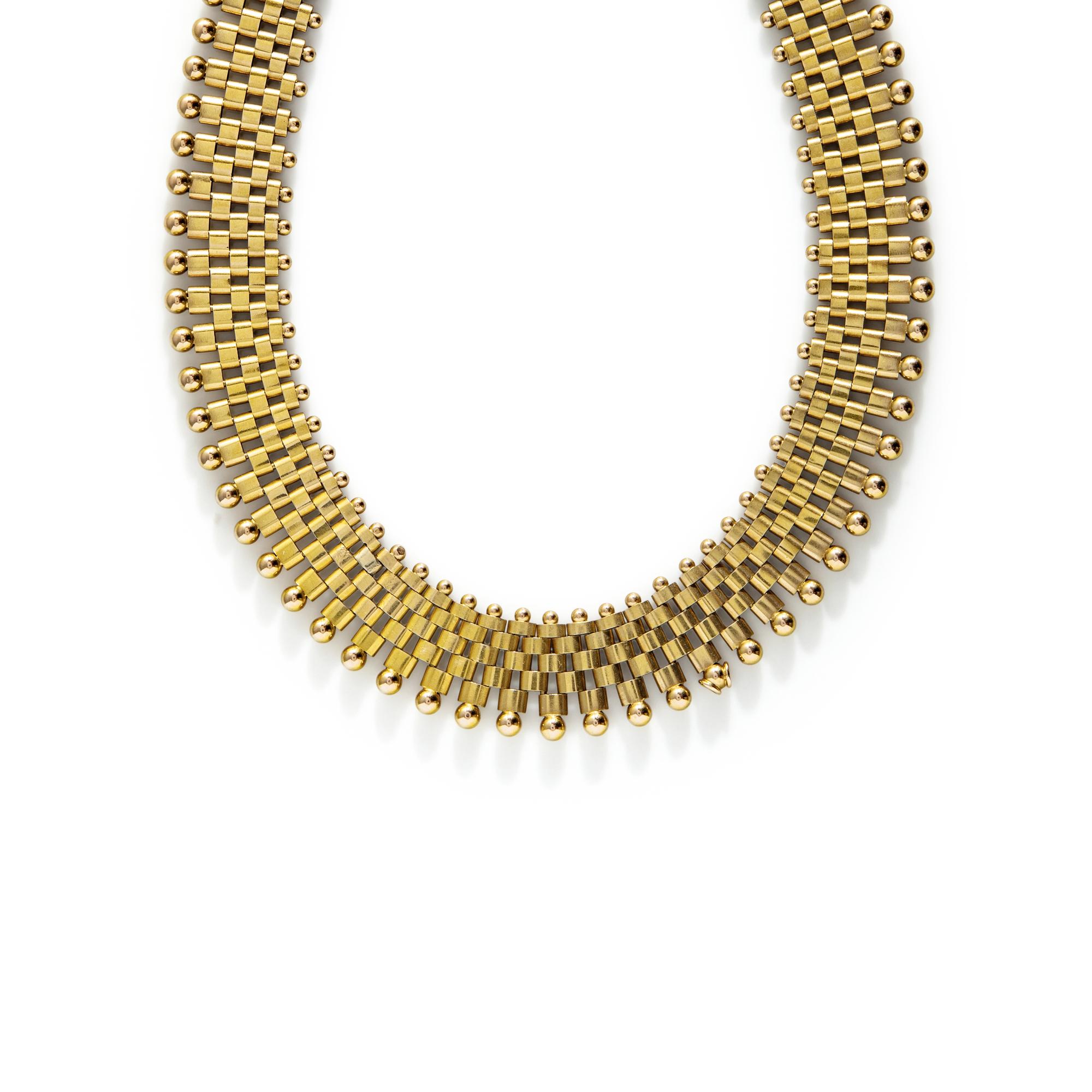 YELLOW GOLD FANCY LINK COLLAR NECKLACE