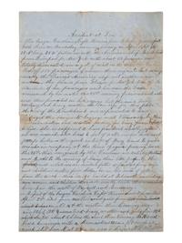 [SHIPWRECK]. Manuscript letter describing a shipwreck involving the barque Caroline . Ca 1830s.