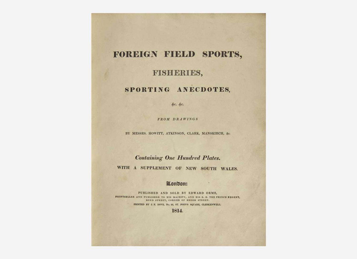 [Sporting] (Williamson, Thomas): Foreign Field Sports...