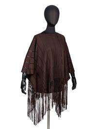 Yves Saint Laurent, Brown Fringed Silk Poncho