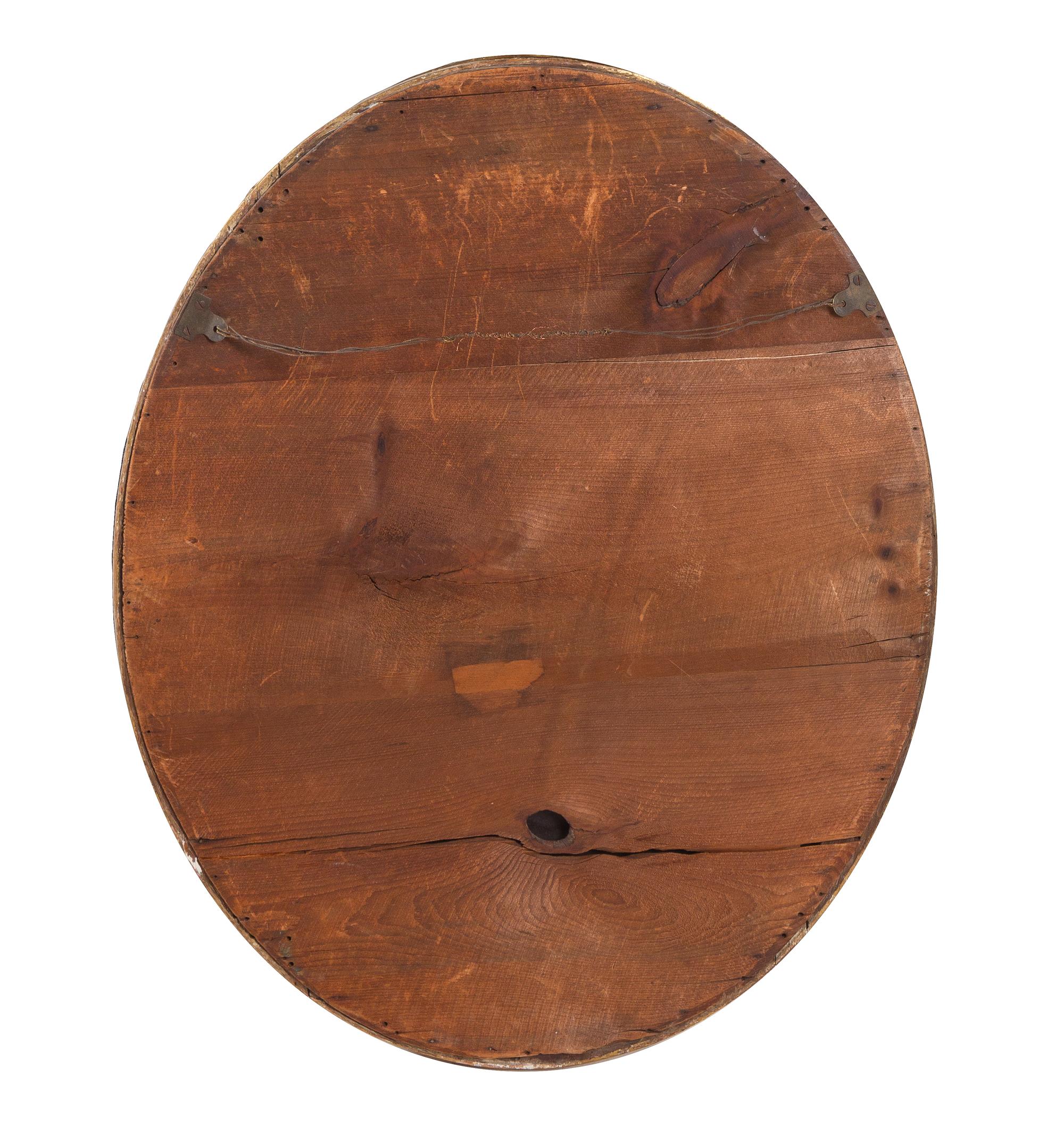 A Louis XVI Style Giltwood Oval Mirror