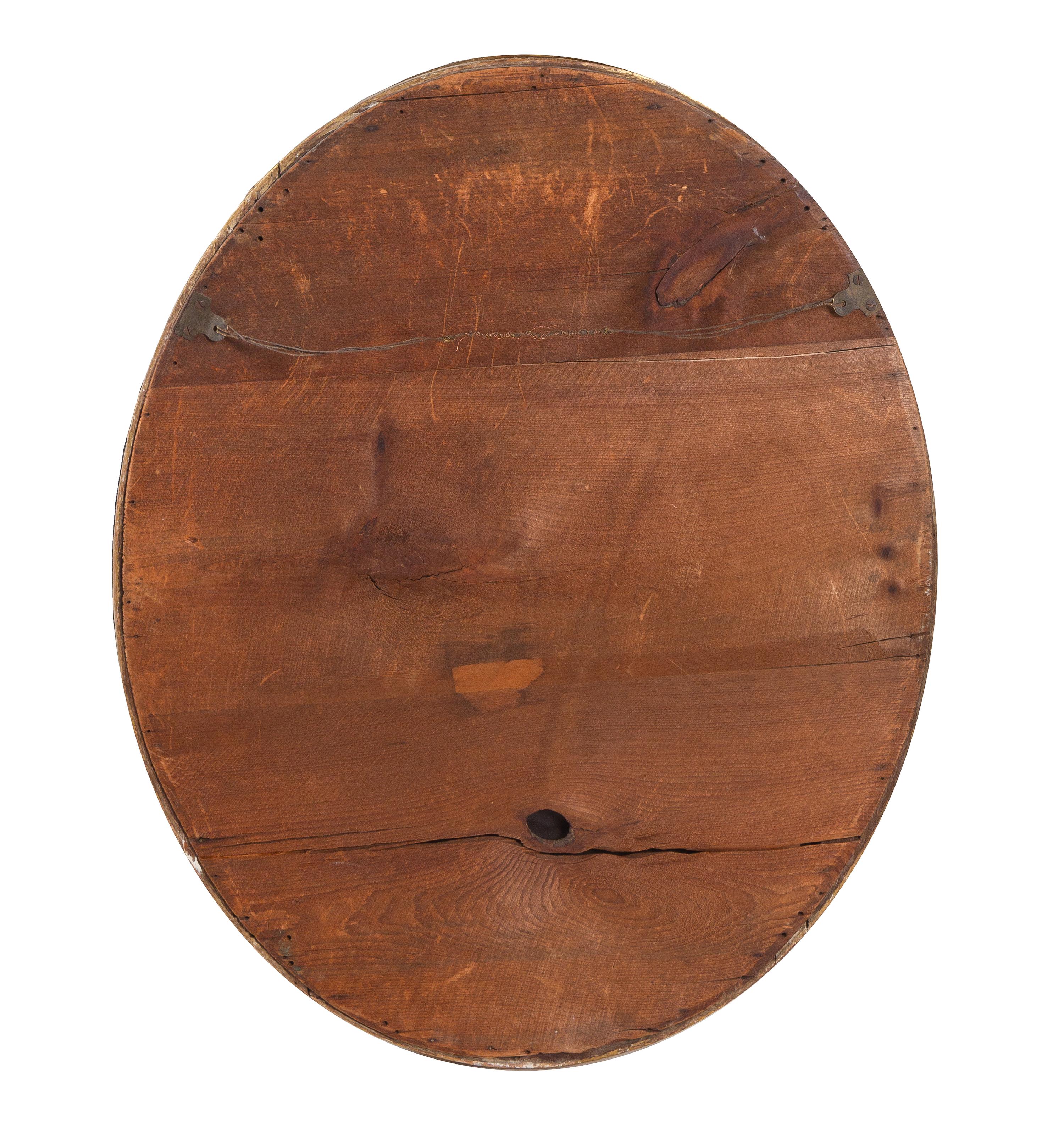 A Louis XVI Style Giltwood Oval Mirror