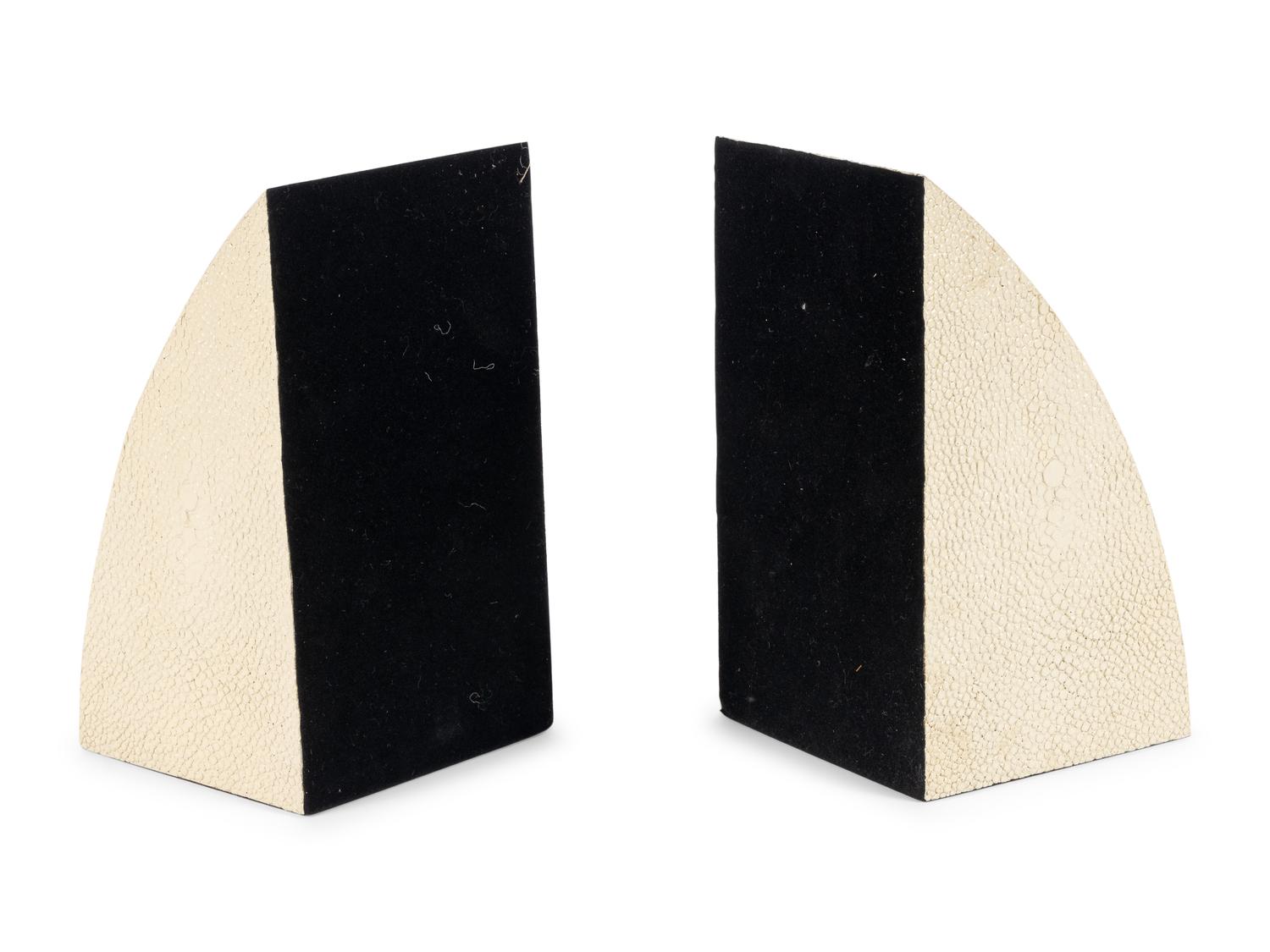 Four Pairs of Faux Shagreen Bookends