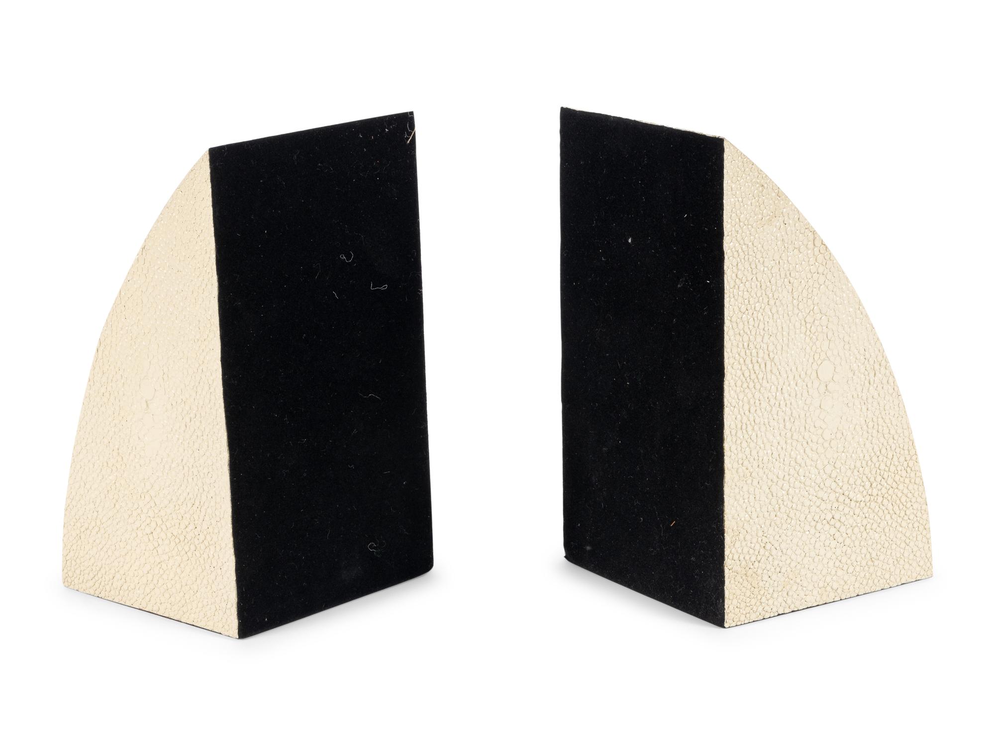 Four Pairs of Faux Shagreen Bookends