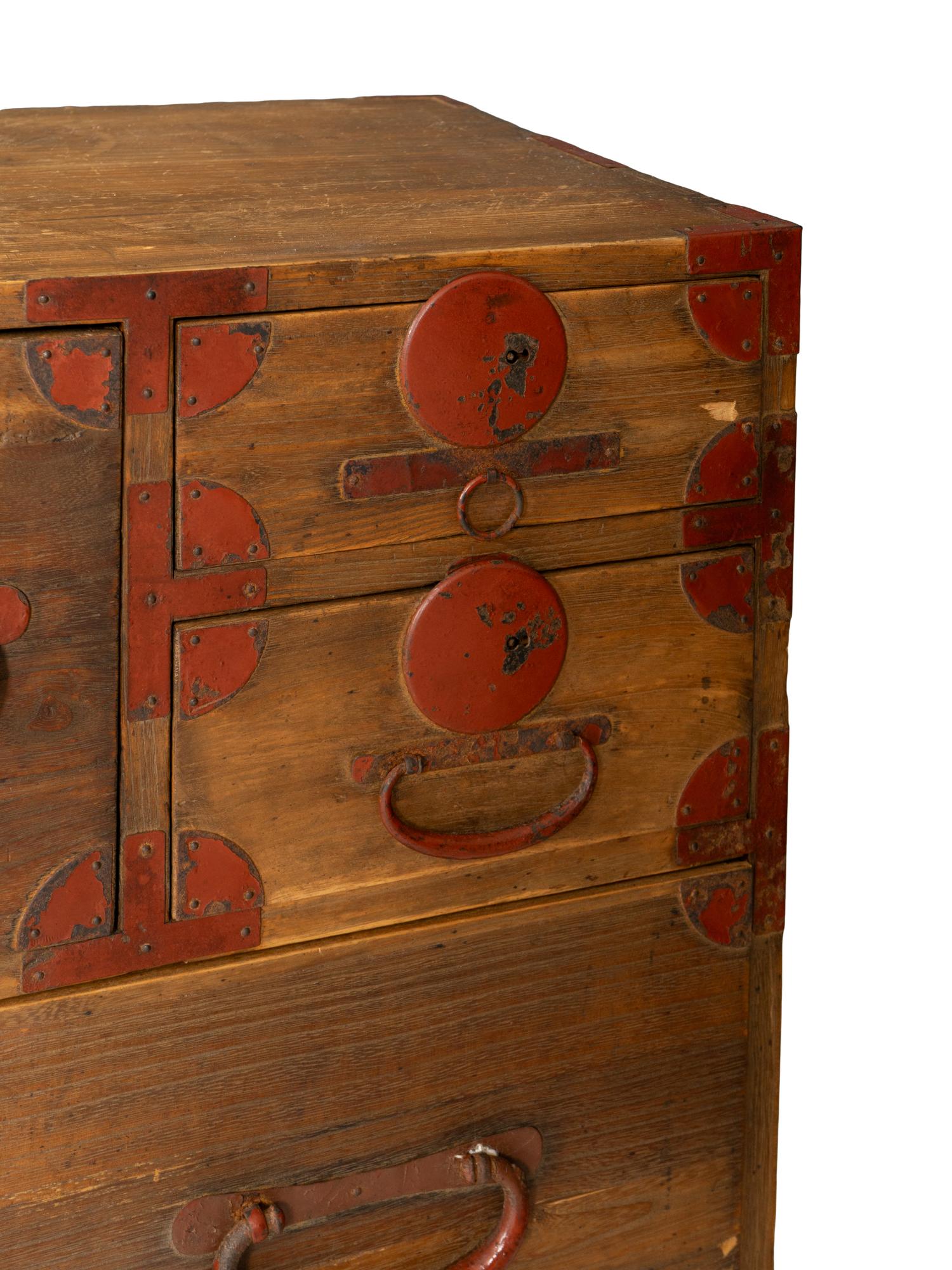 A Pair of Meiji Era Raw Pine Ko Tansu Chests