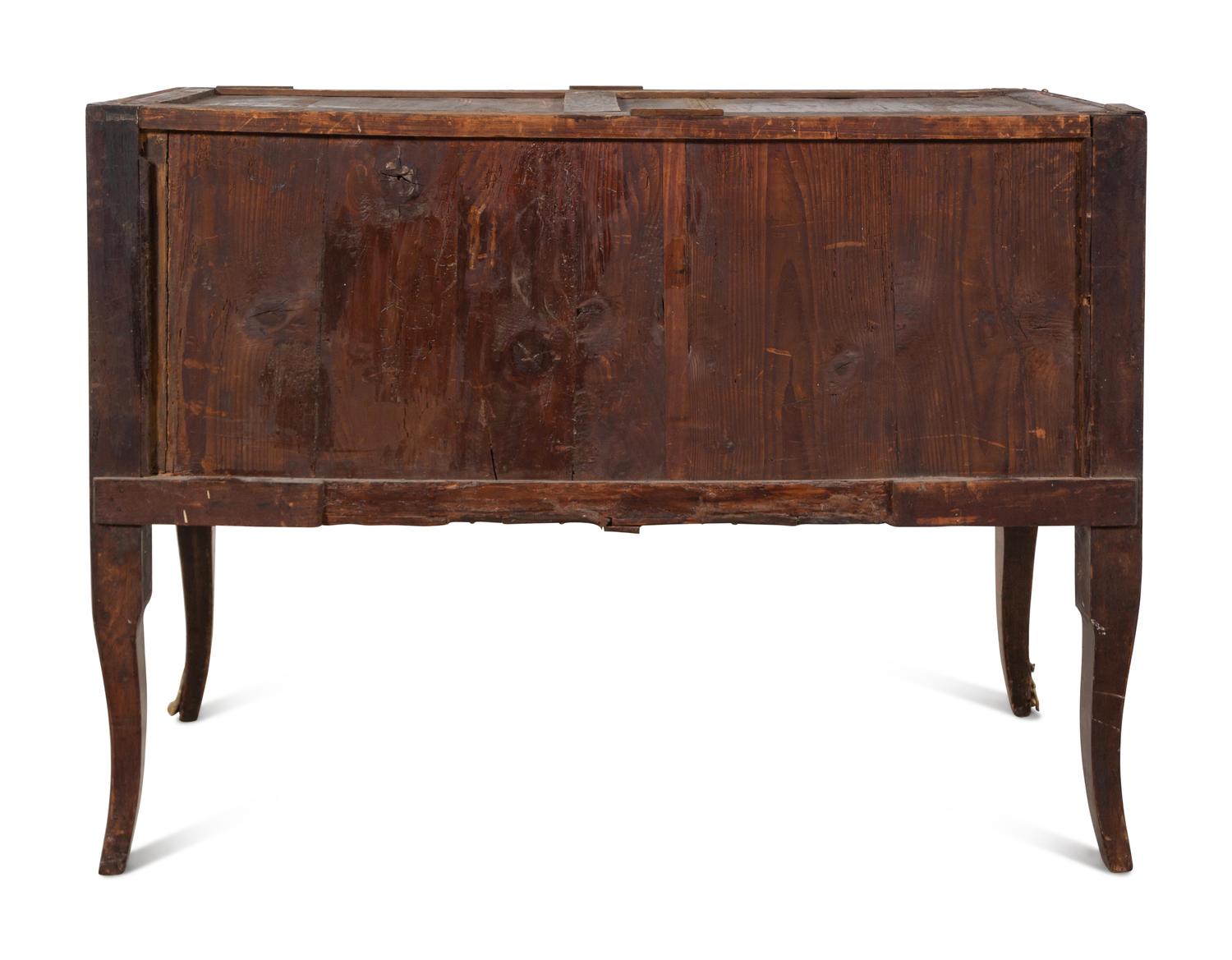 A Régence Gilt Bronze Mounted Marble-Top Commode