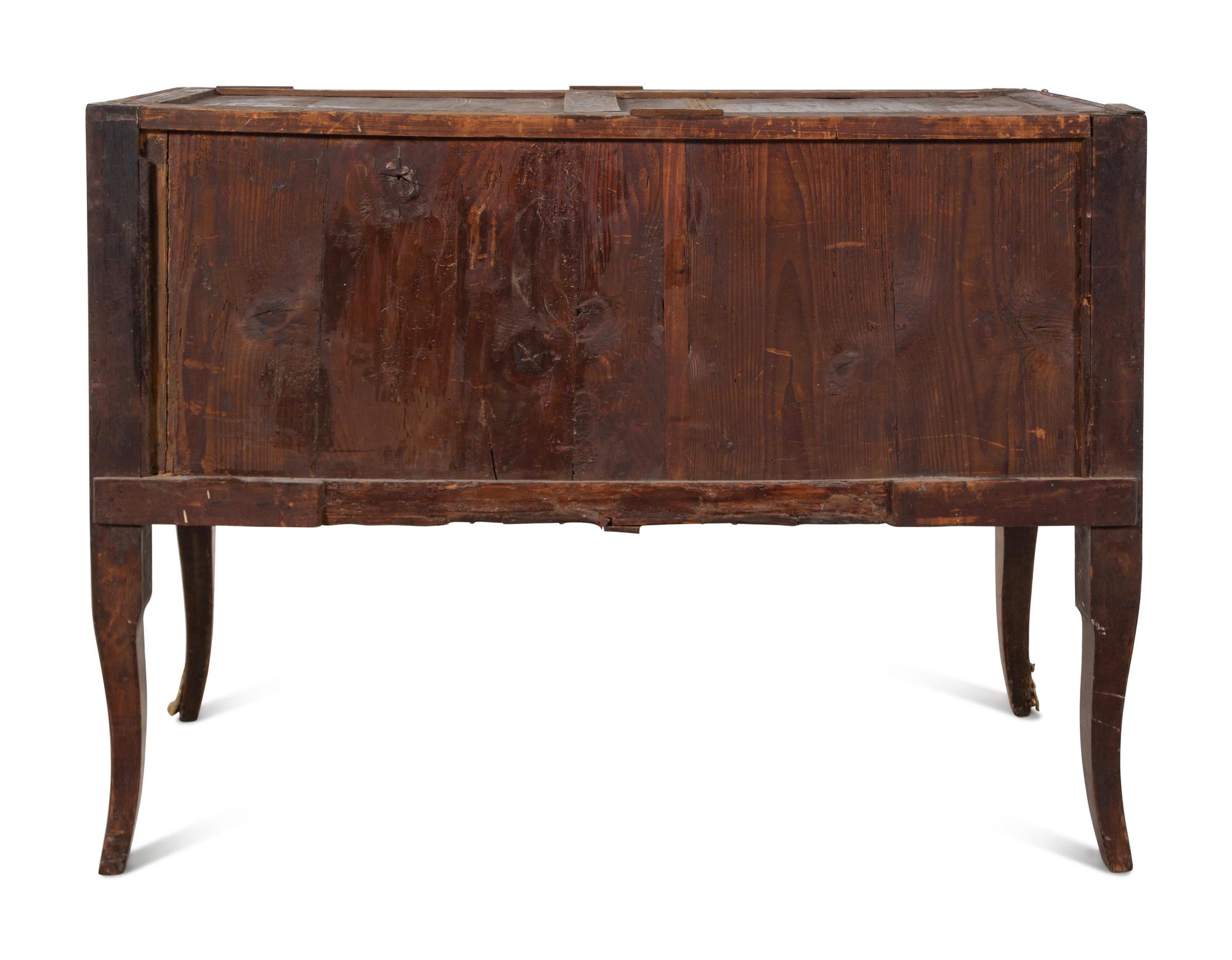 A Régence Gilt Bronze Mounted Marble-Top Commode