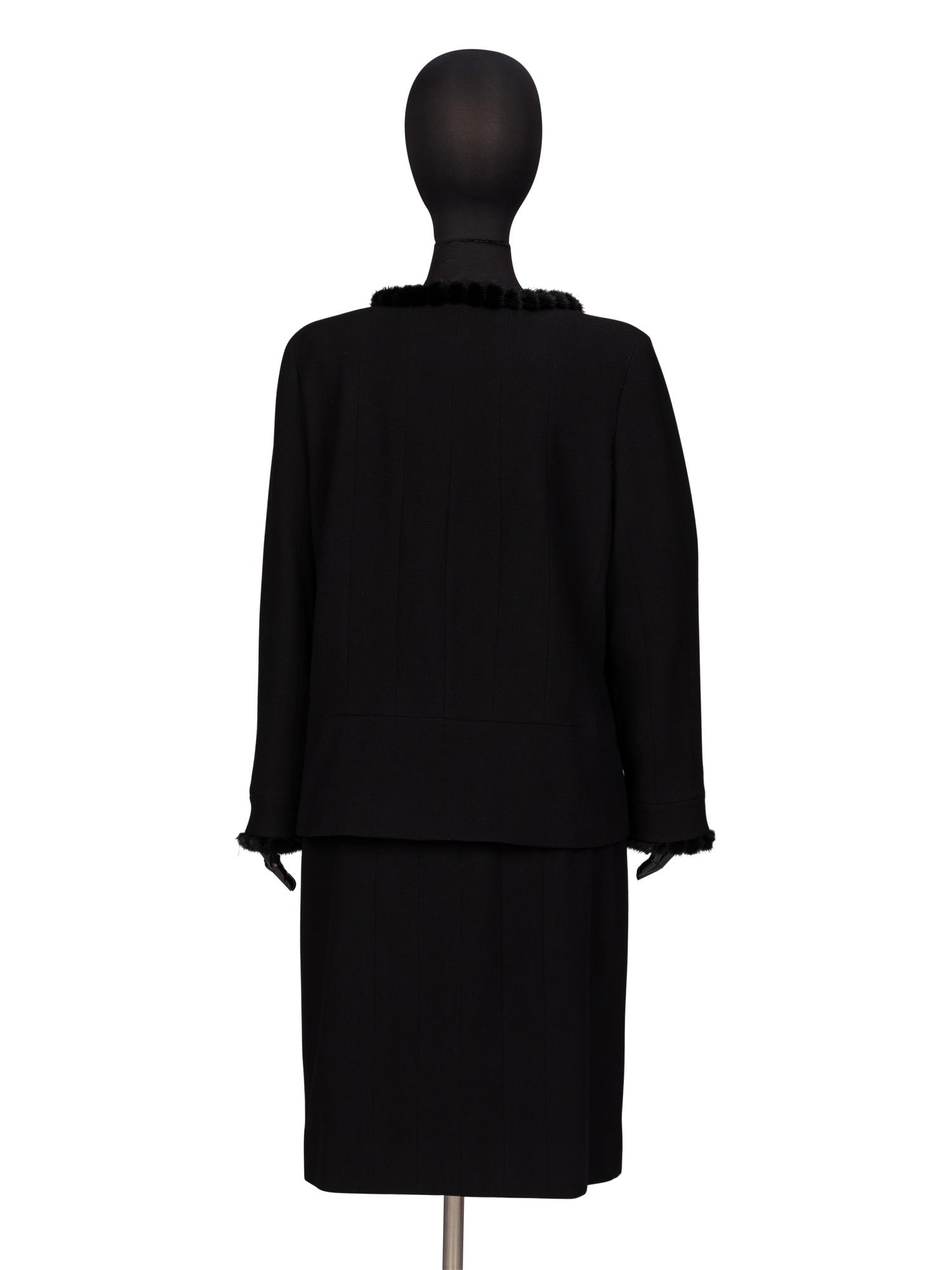Chanel, Crêpe Skirt Suit with Mink Trim