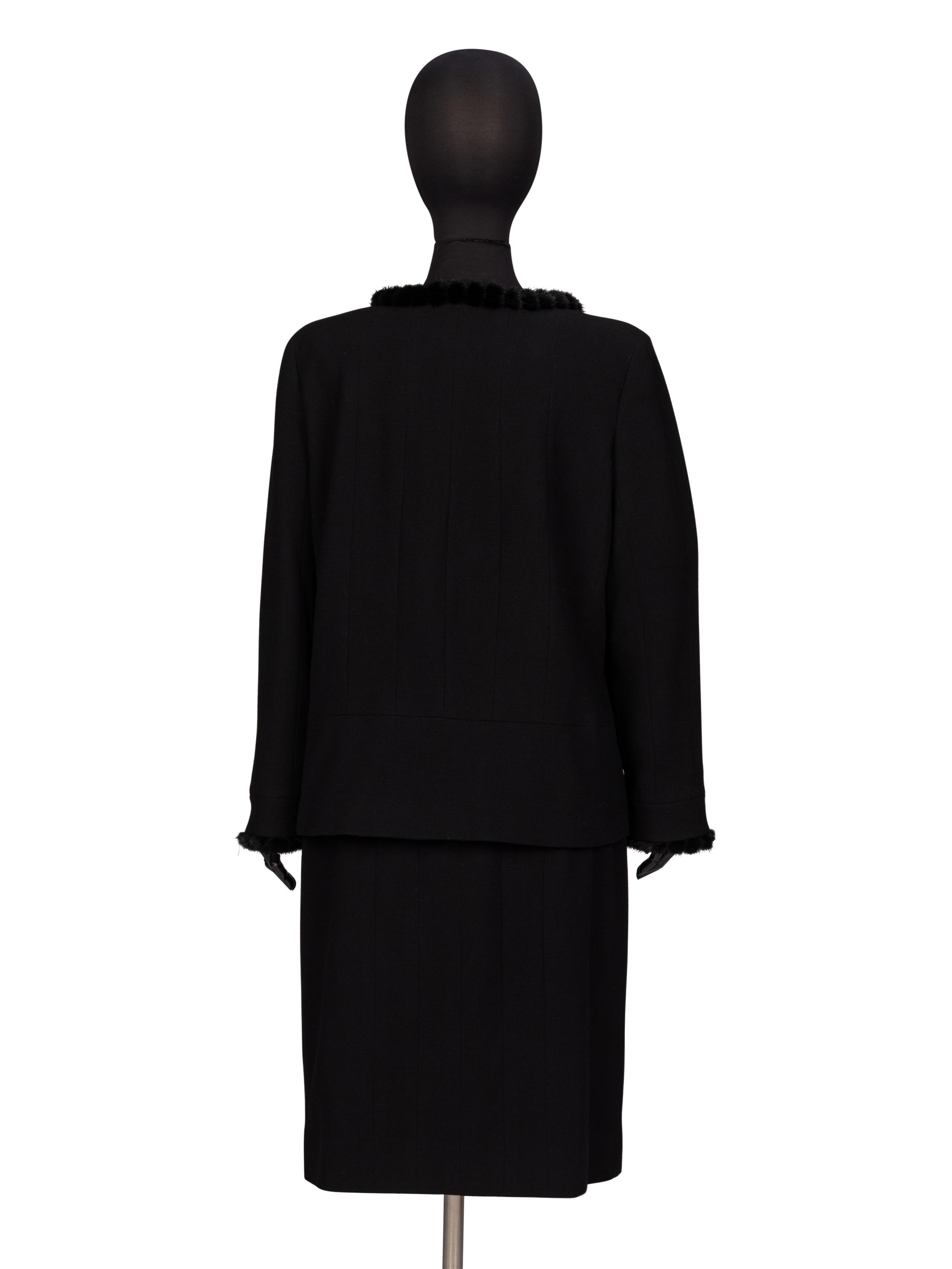 Chanel, Crêpe Skirt Suit with Mink Trim