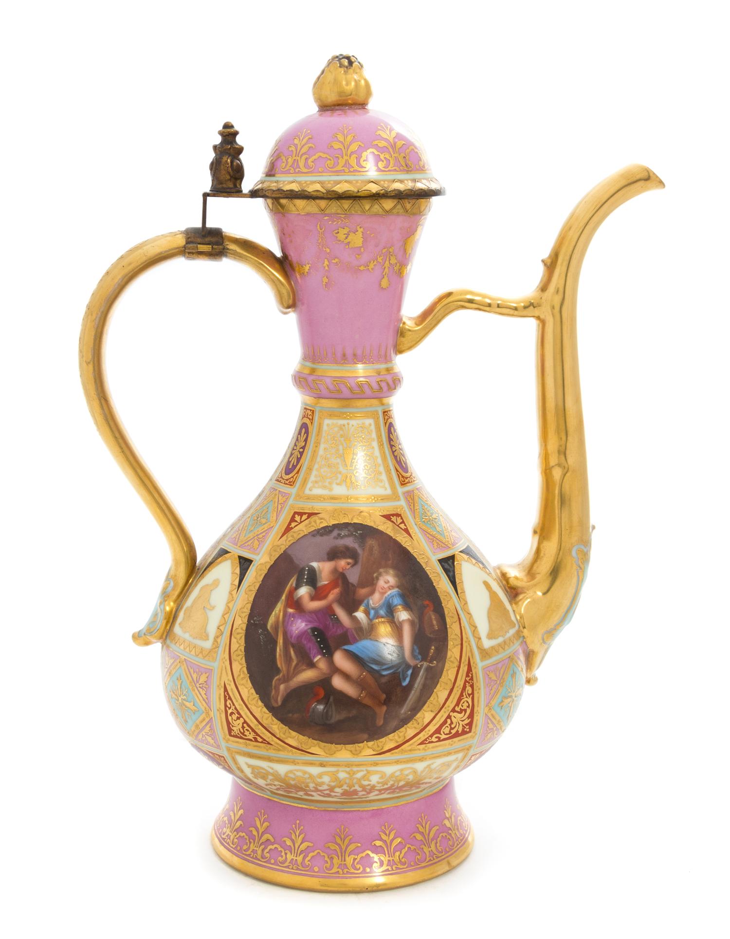 A Royal Vienna Porcelain Ewer Height 12 1/4 inches.