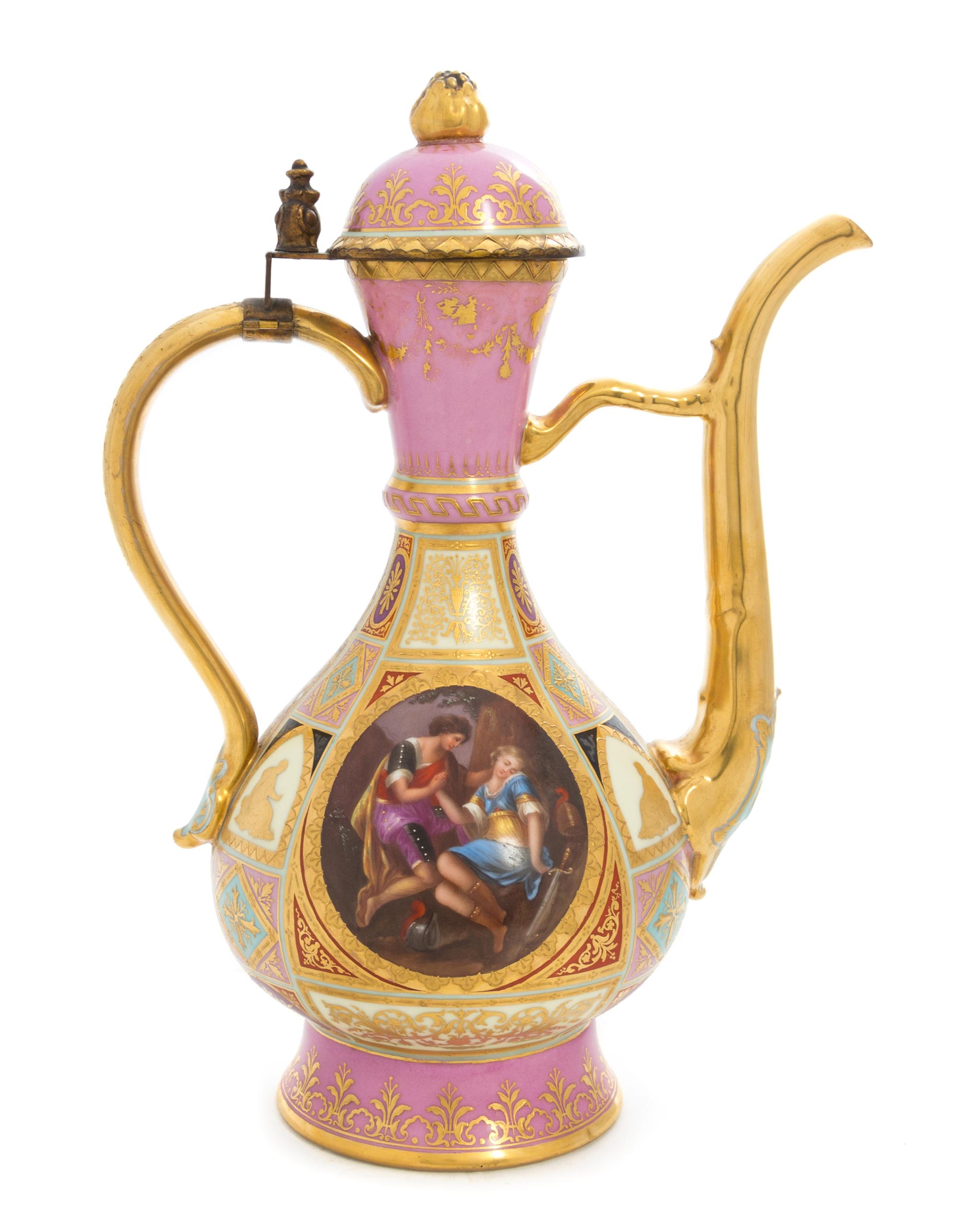 A Royal Vienna Porcelain Ewer Height 12 1/4 inches.