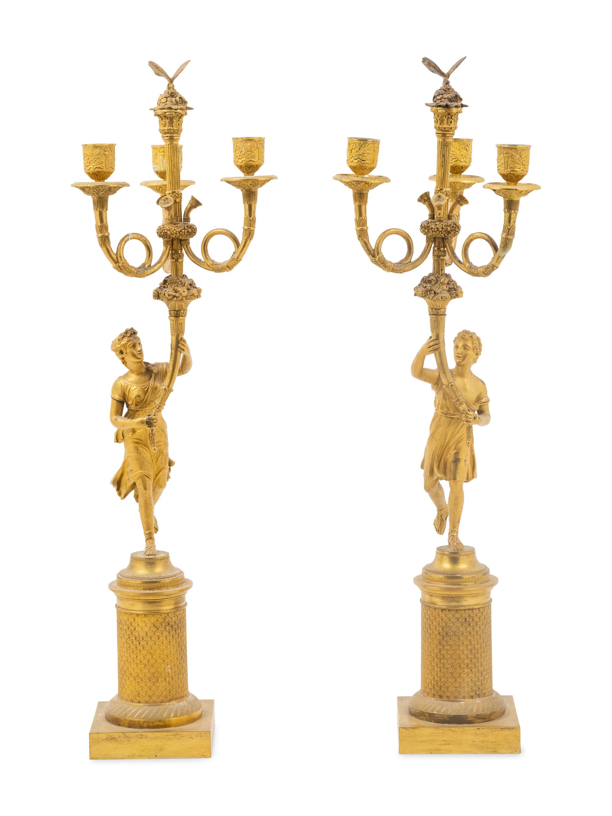 An Empire Style Parcel Gilt Mahogany Marble-Top Center Table