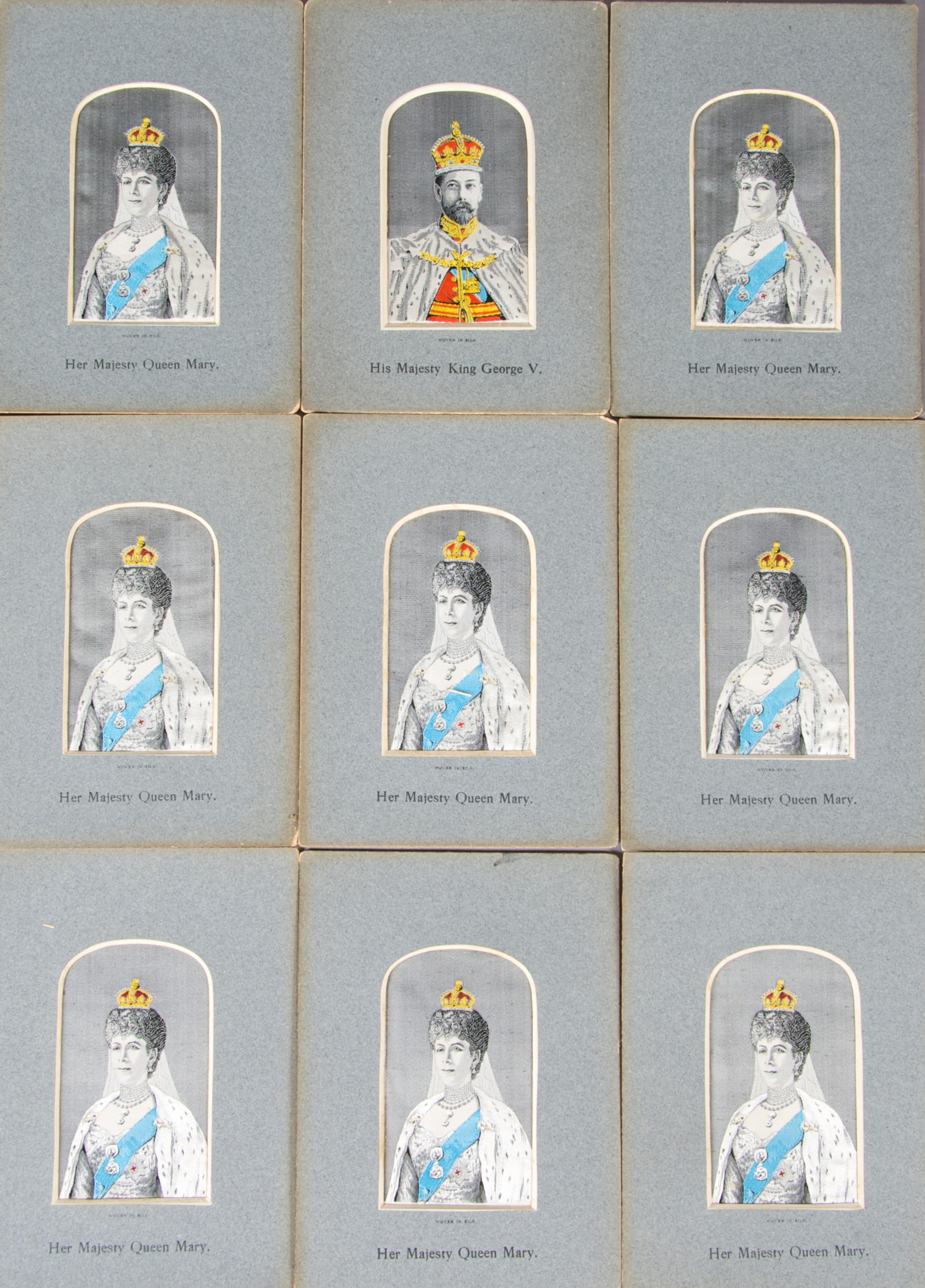 A Collection of Nine Woven Silk Stevengraph Portraits, Height 4 1/8 x 2 1/4 inches.