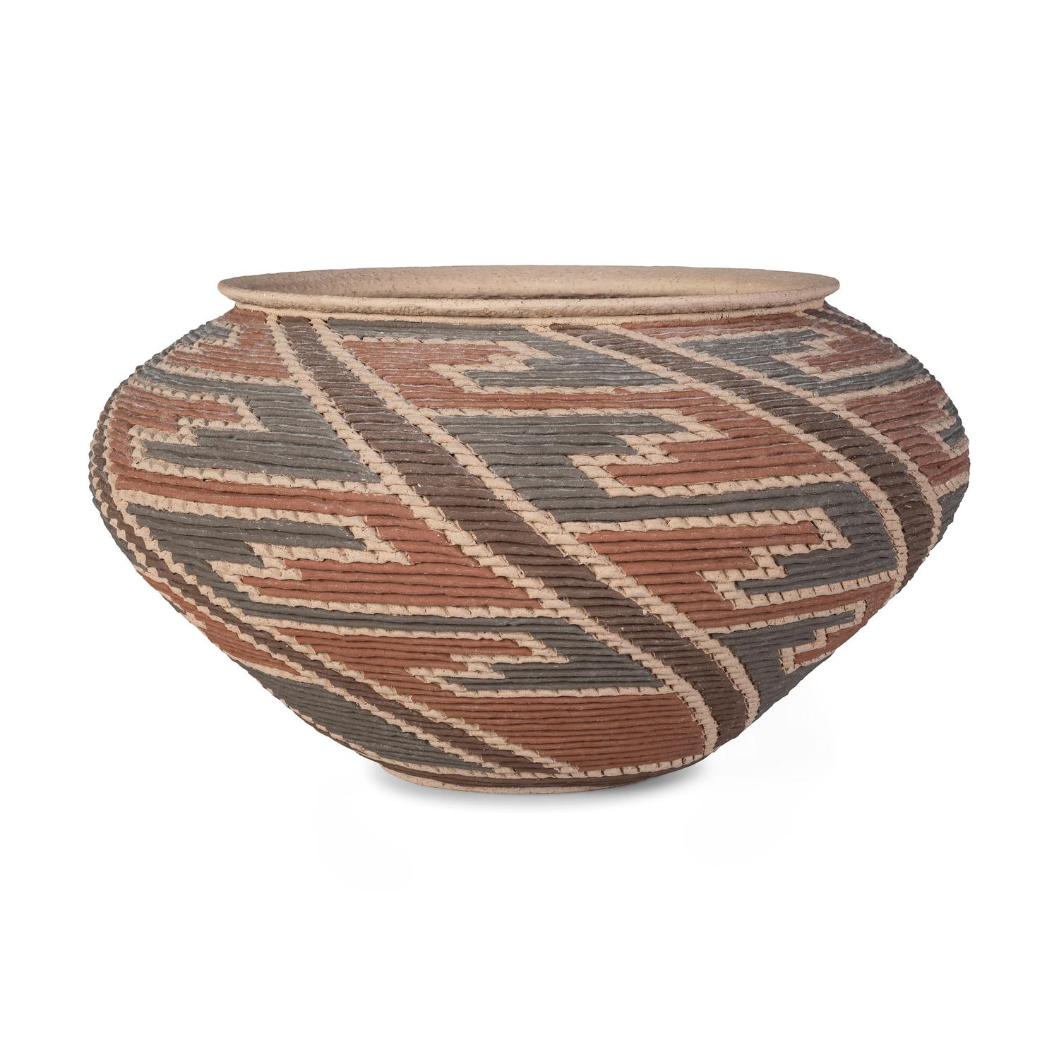Corrugated Polychrome Pottery Jar