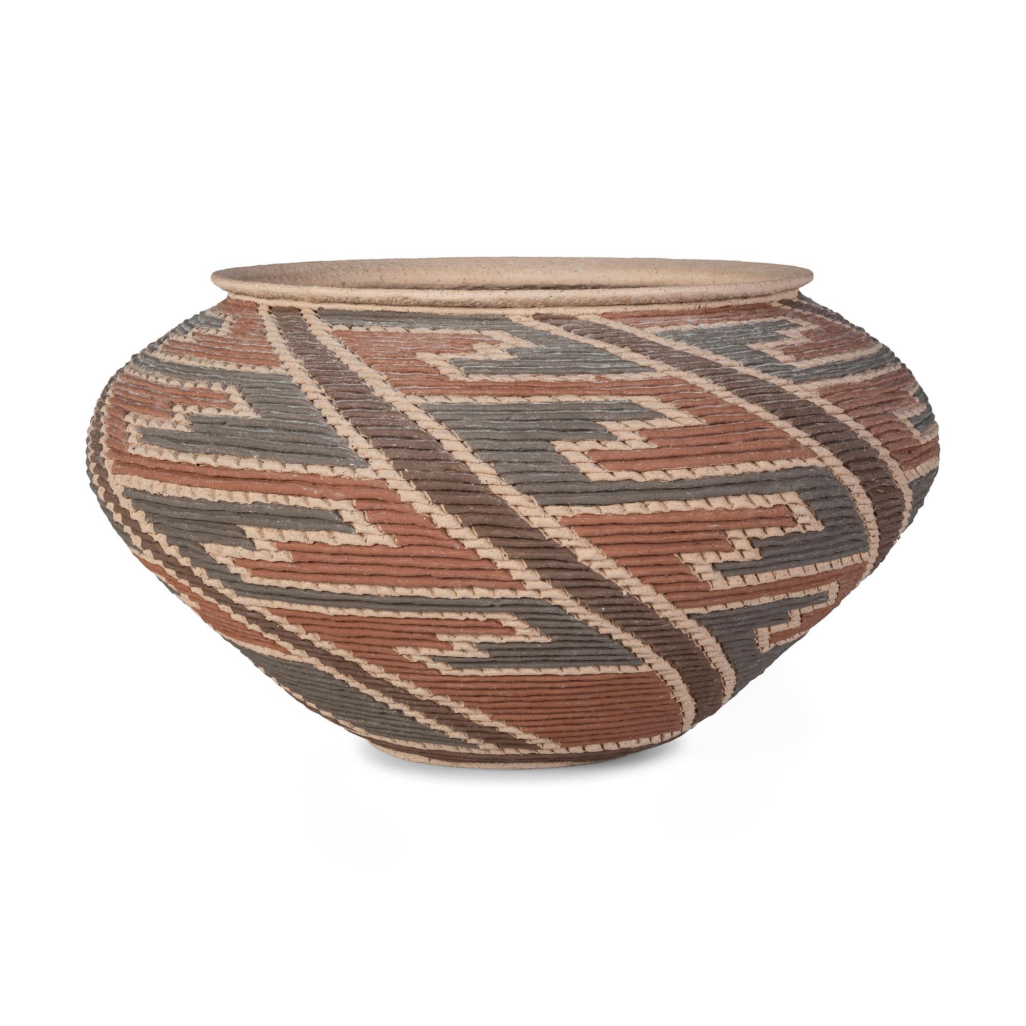 Corrugated Polychrome Pottery Jar