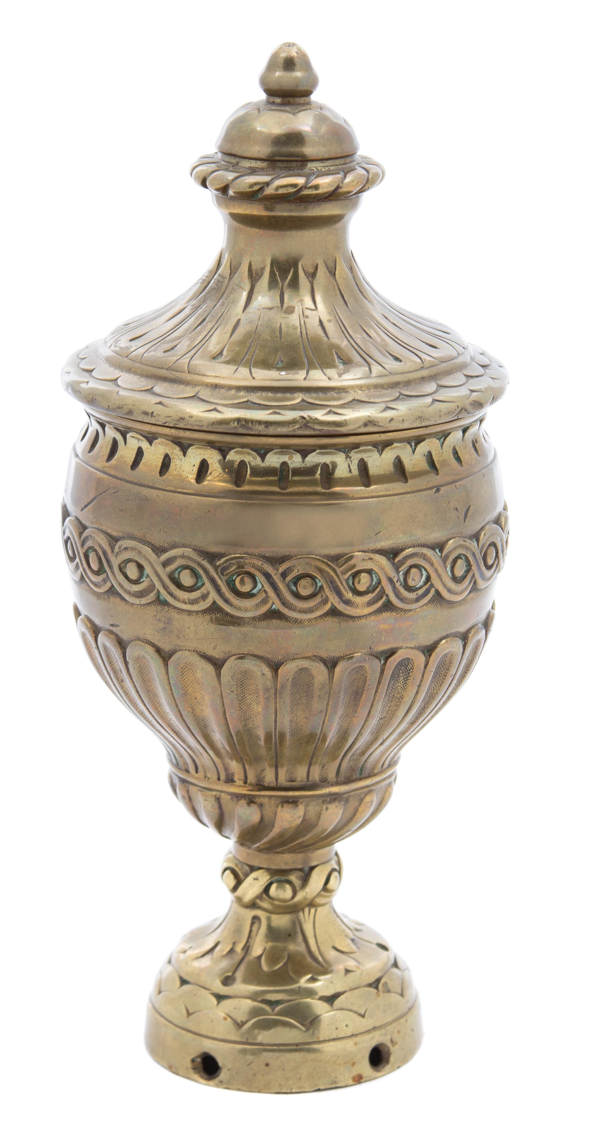 A Louis XVI Style Cast Brass Urn-form Newel Finial