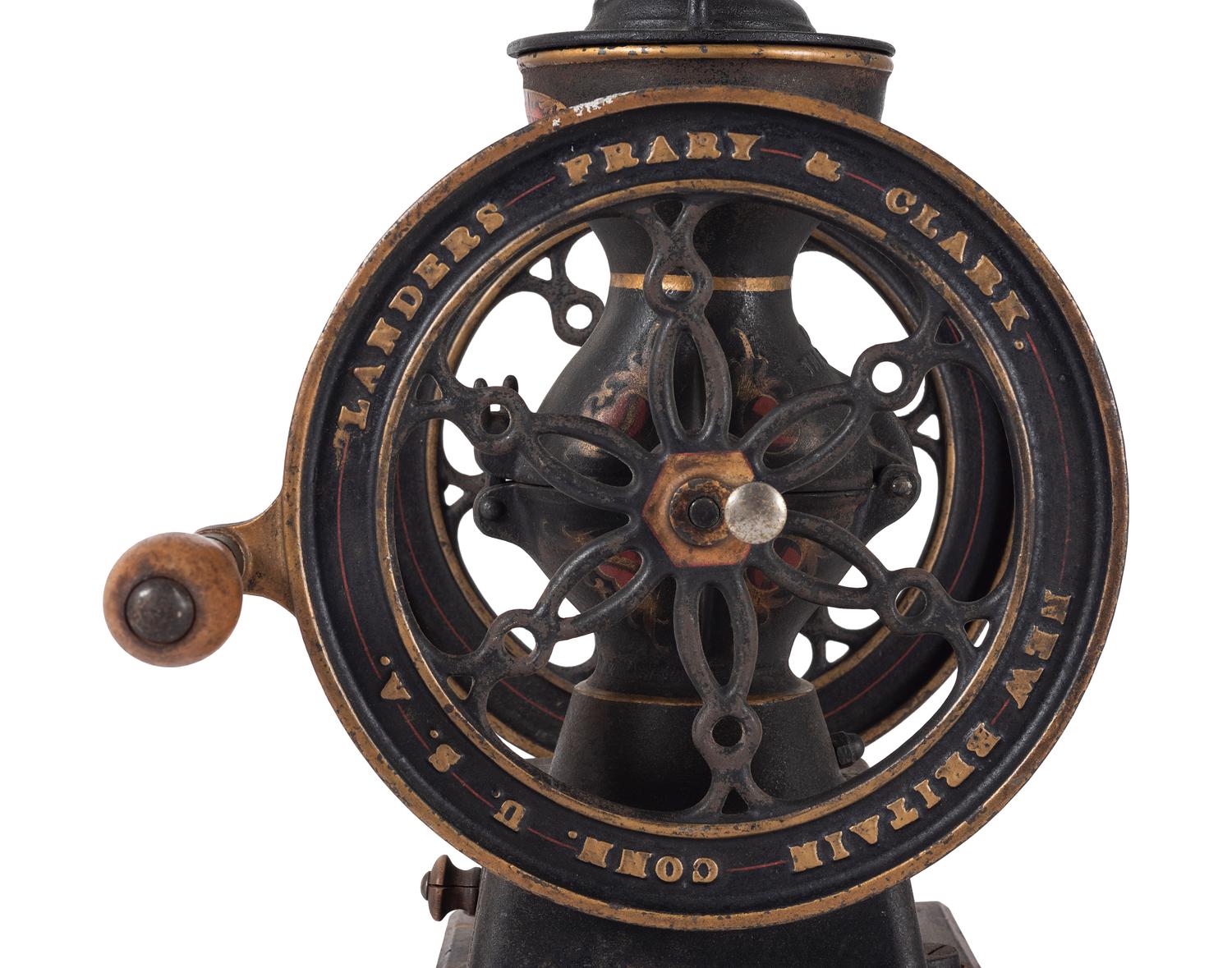 A Landers, Frary & Clark Painted Cast Iron Coffee Mill