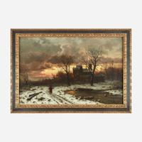 Ernesto Strigelly (German, 19th Century) Winter Twilight in the Rhine Valley