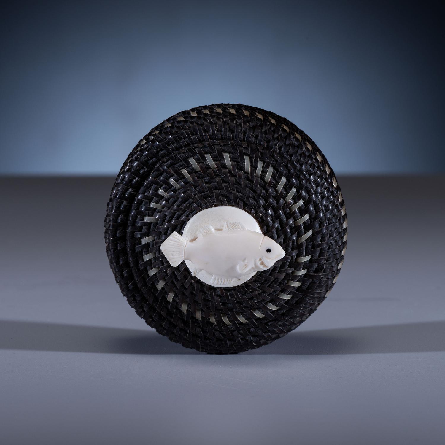 Baleen Basket, with Carved Salmon Finial