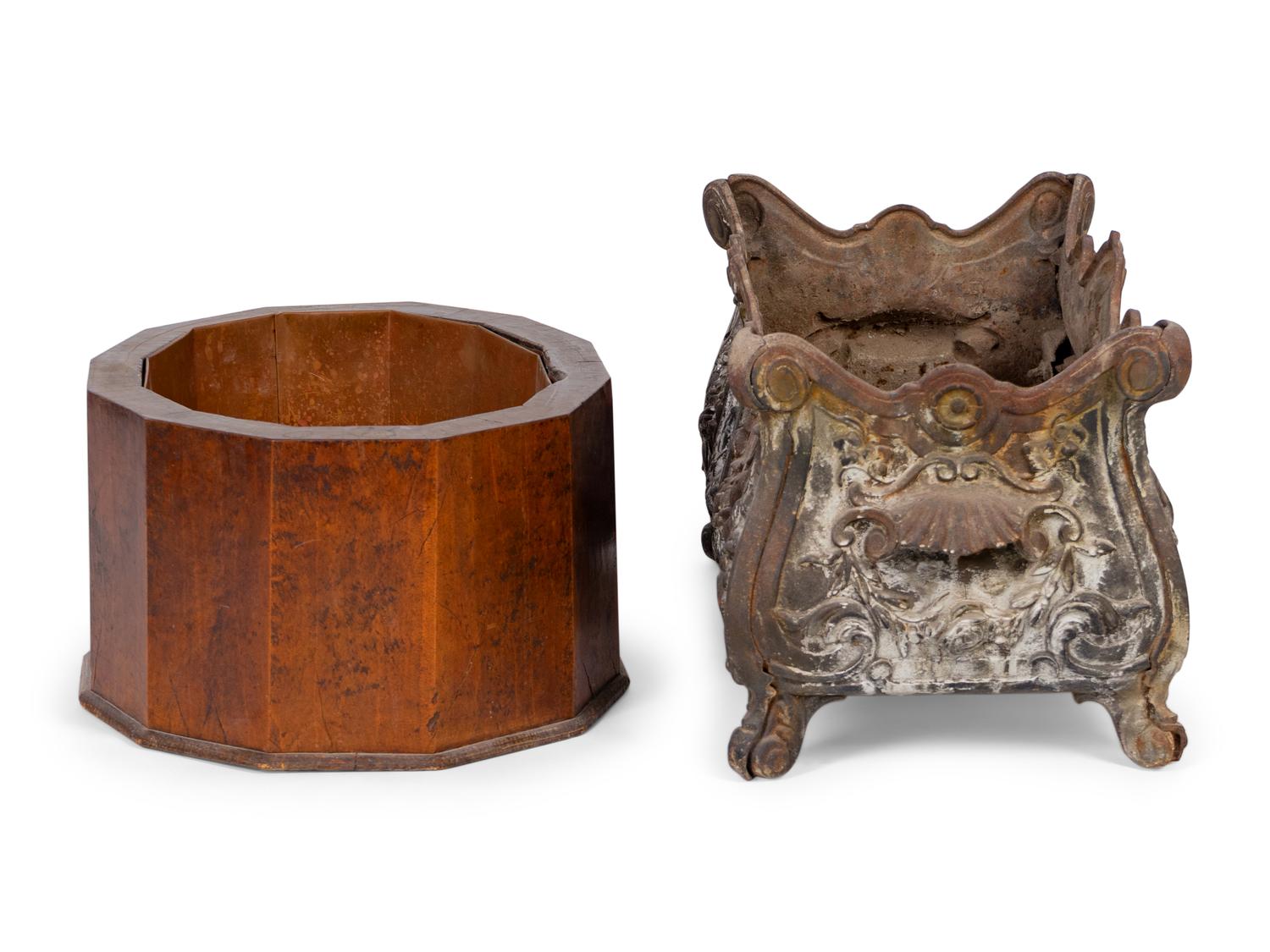 A George III Mahogany Wine Cooler and a Lead Planter — 19TH CENTURY
