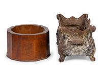 A George III Mahogany Wine Cooler and a Lead Planter — 19TH CENTURY