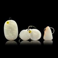 Three Chinese White Jade Carvings 玉把件三枚