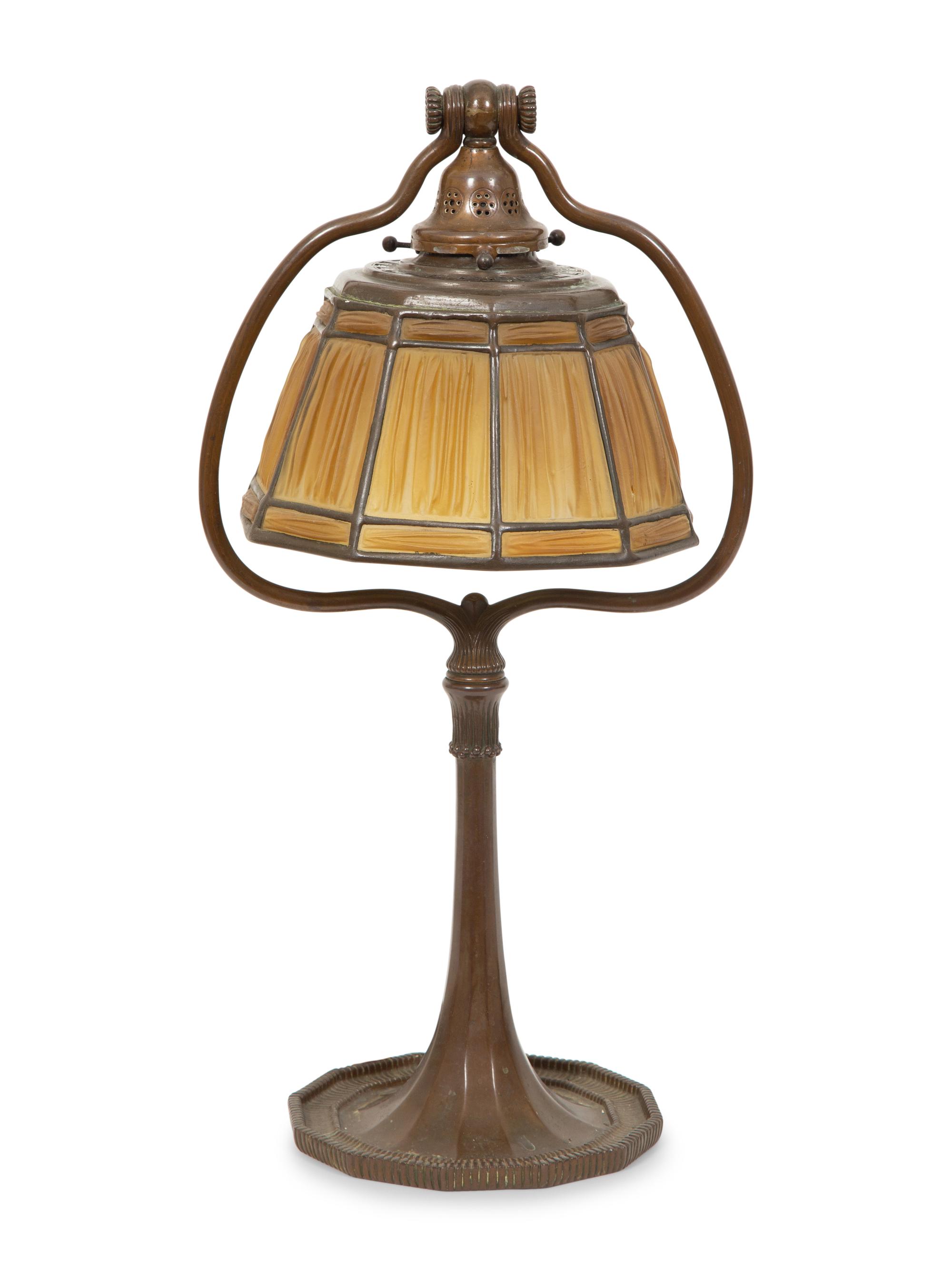 Desk Lamp with Linenfold Shade