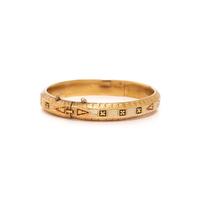 ANTIQUE, YELLOW GOLD AND ENAMEL BANGLE BRACELET