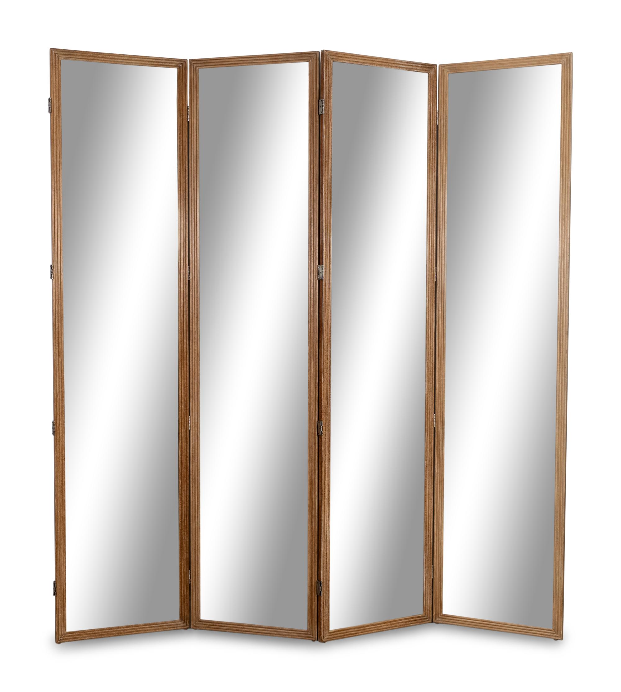 A Contemporary Mirrored Eight-Panel Floor Screen