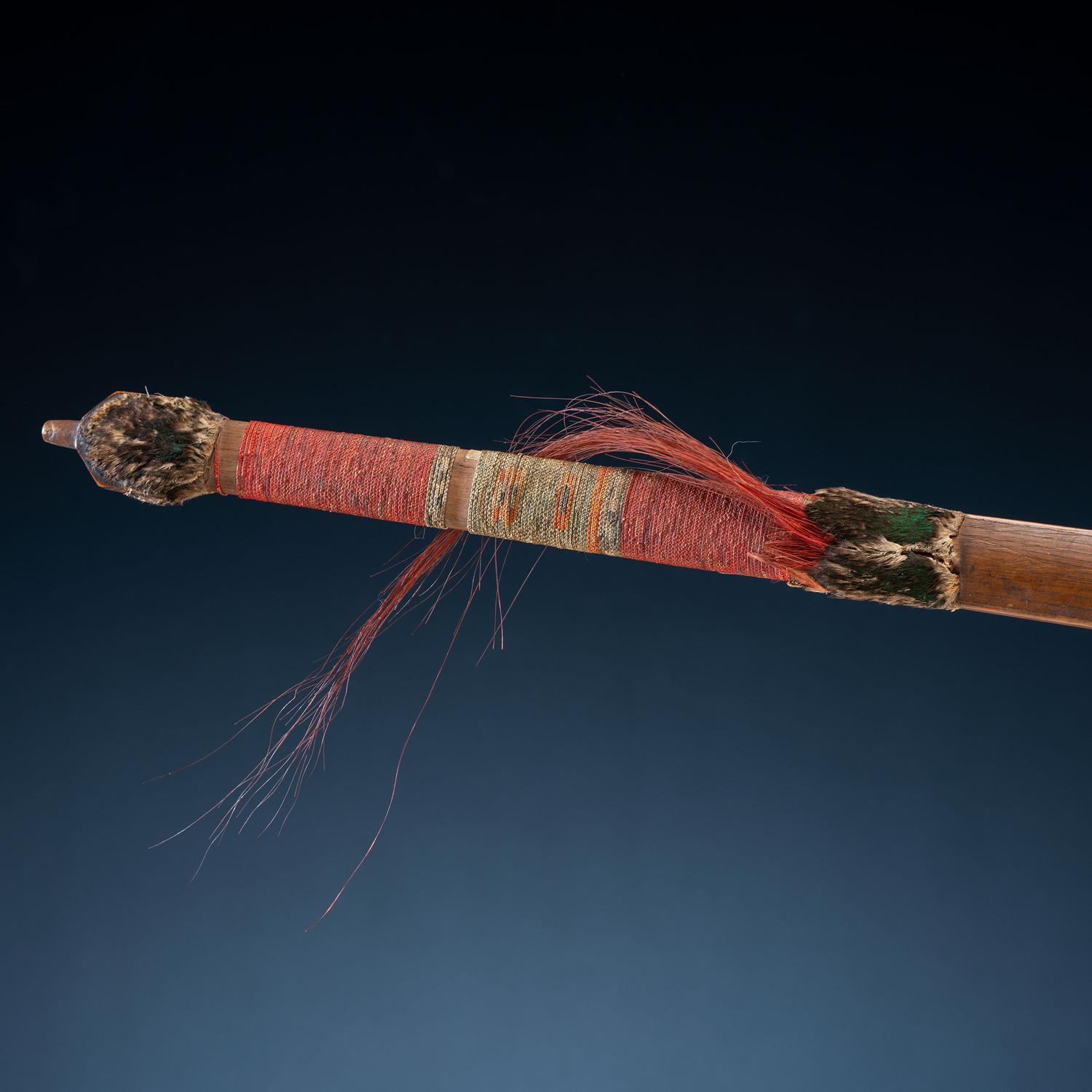 Sioux Quilled Pipe Stem, with Inlaid Catlinite Bowl