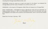 An Iron Mike Ditka Day Proclamation Formerly Displayed at Mike Ditka's Restaurant