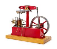 A Painted Metal Single Stroke Engine and Flywheel Scale Model