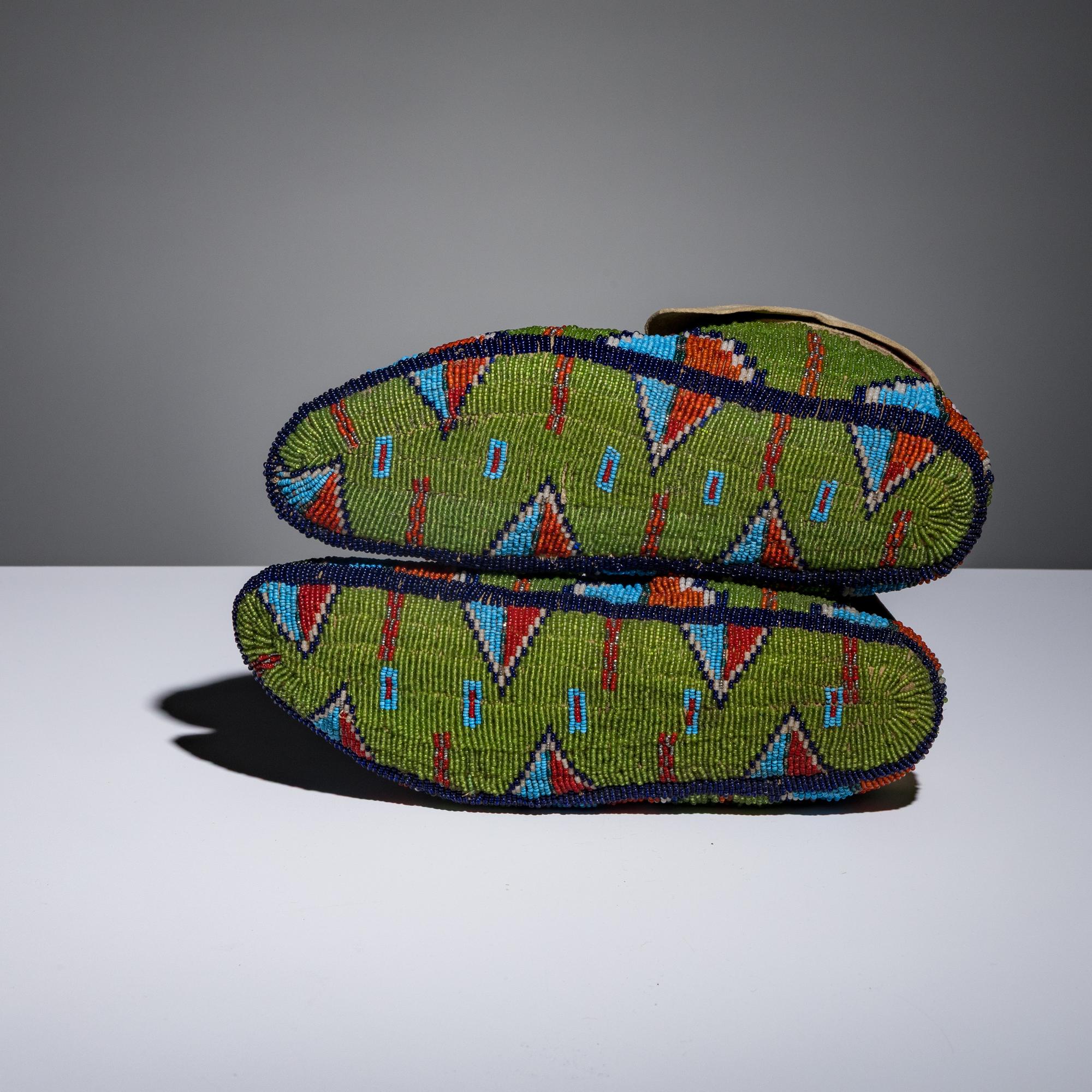 Sioux Fully Beaded Hide Moccasins
