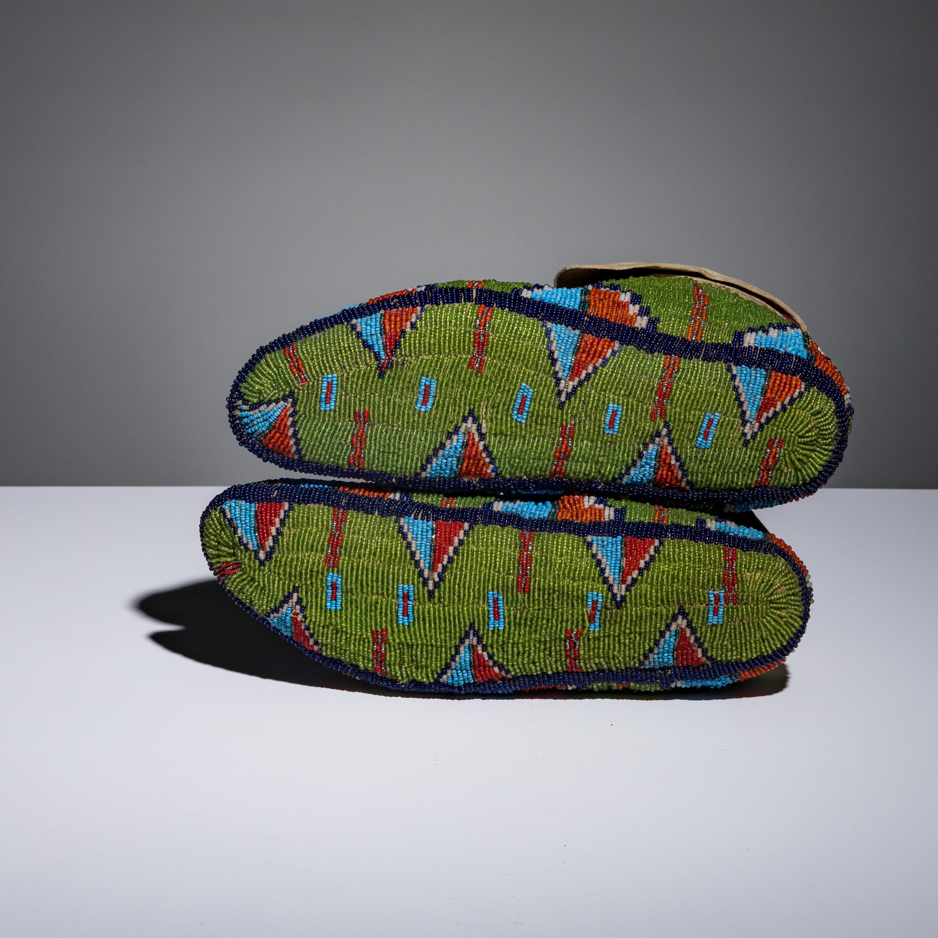 Sioux Fully Beaded Hide Moccasins