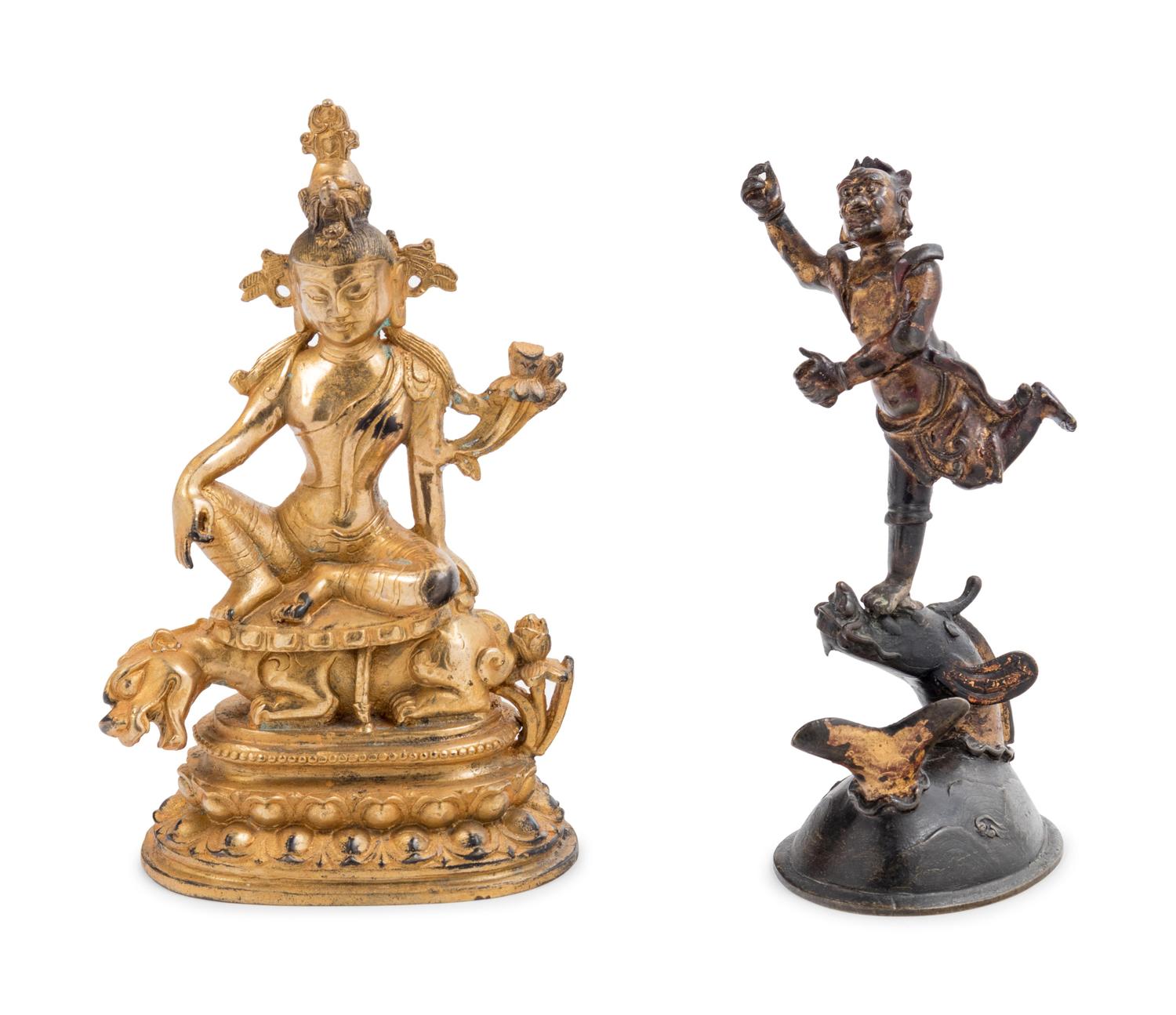 Two Asian Gilt Bronze Figures of Deities