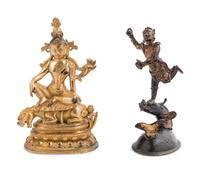 Two Asian Gilt Bronze Figures of Deities