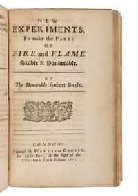 BOYLE, Robert (1627-1691). Essays of the Strange Subtilty, Great Efficacy, Determinative Nature of Effluviums. London: Printed for W.G. for M. Pitt, 1673.