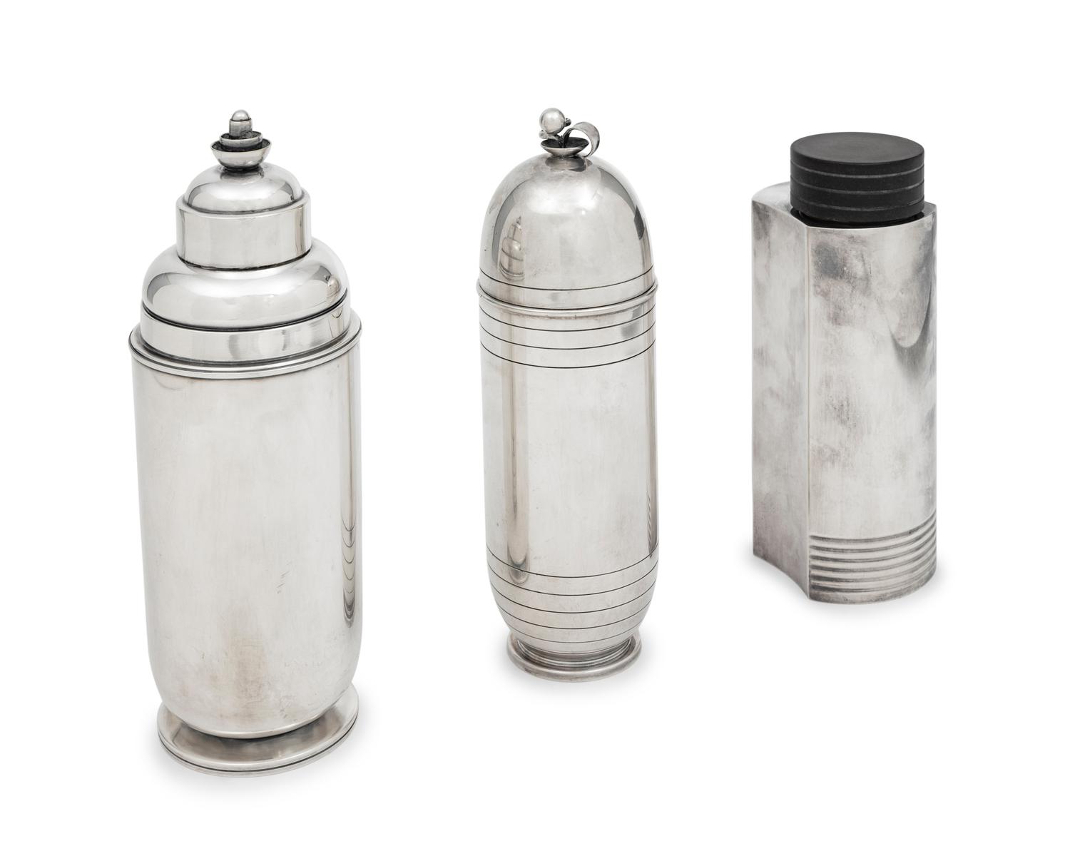 A Group of Three Cocktail Shakers