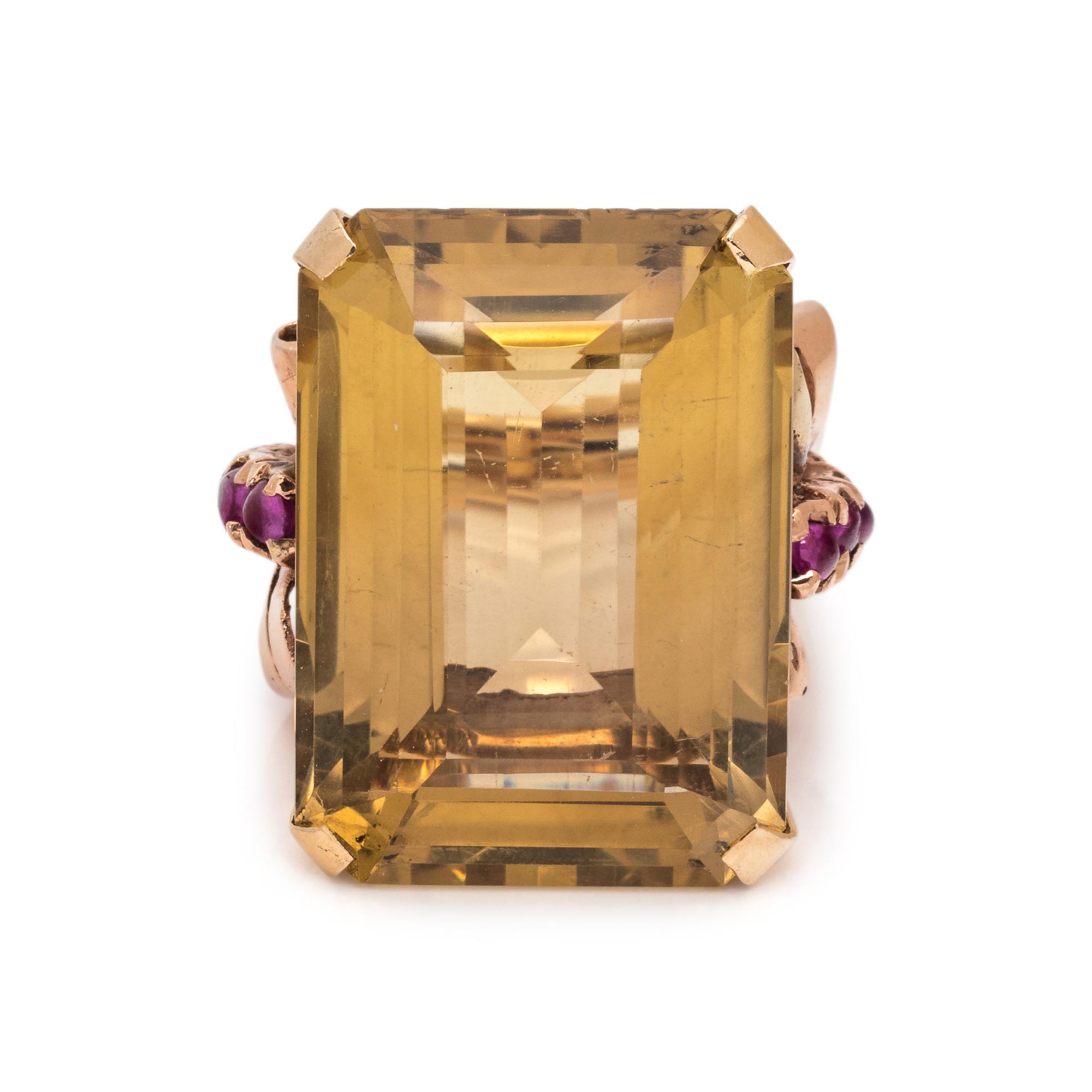 RETRO, CITRINE AND RUBY RING