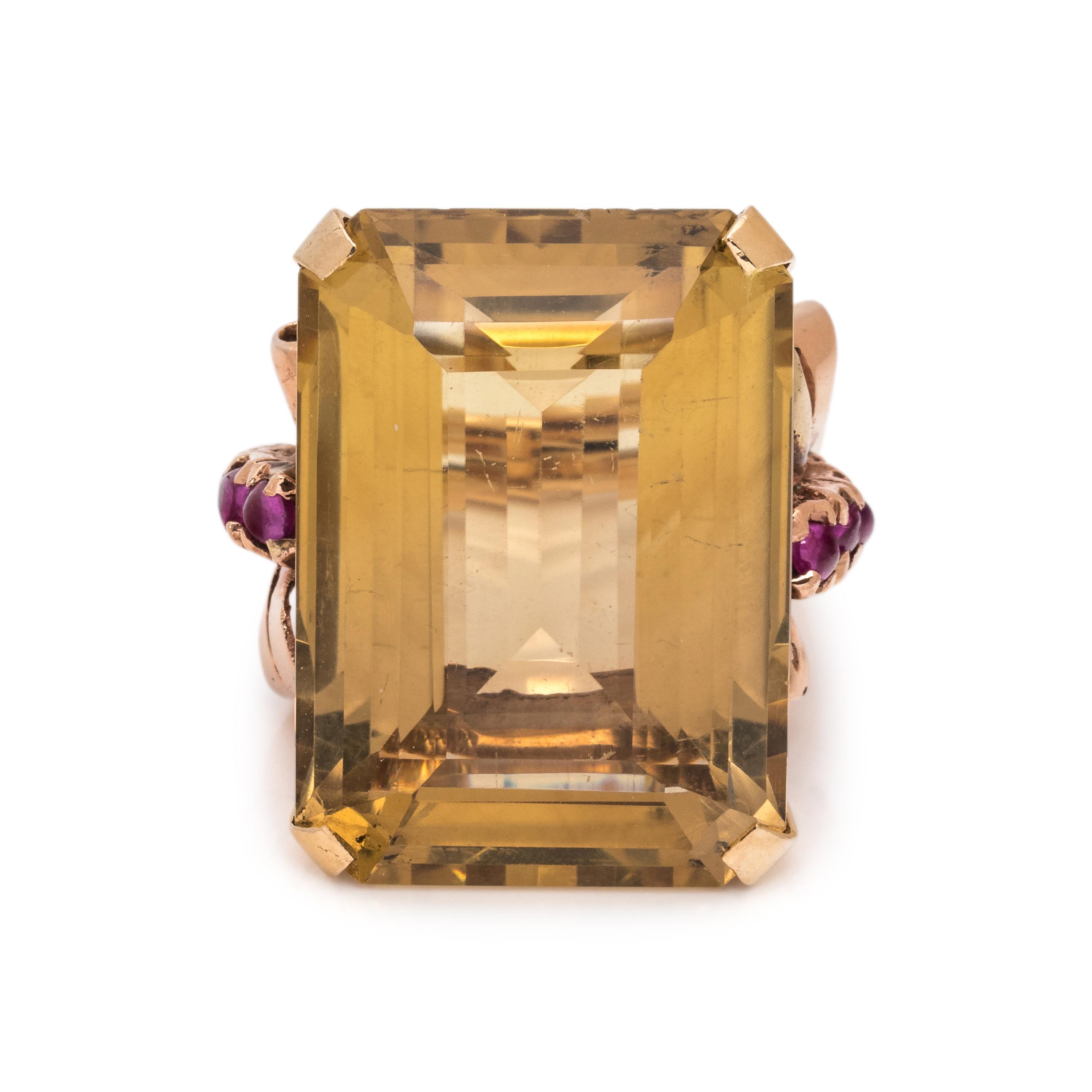 RETRO, CITRINE AND RUBY RING