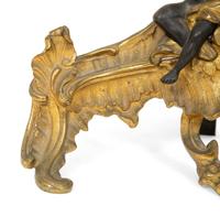 A Louis XV Style Gilt and Patinated Bronze Chenet Mounted as a Lamp