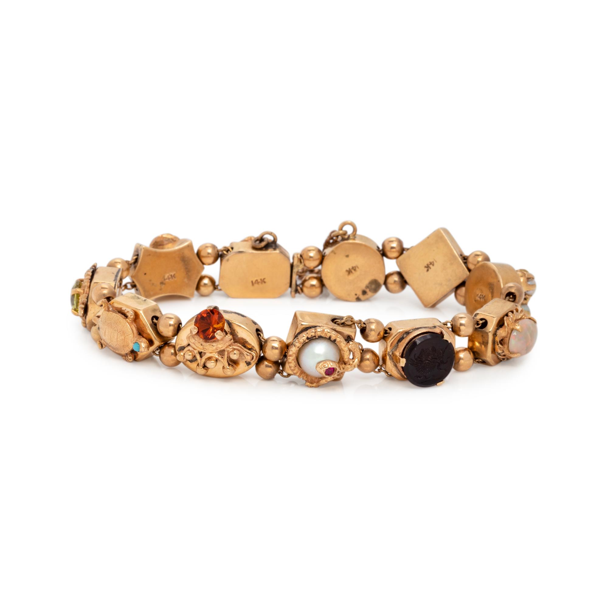 YELLOW GOLD AND MULTIGEM SLIDE BRACELET