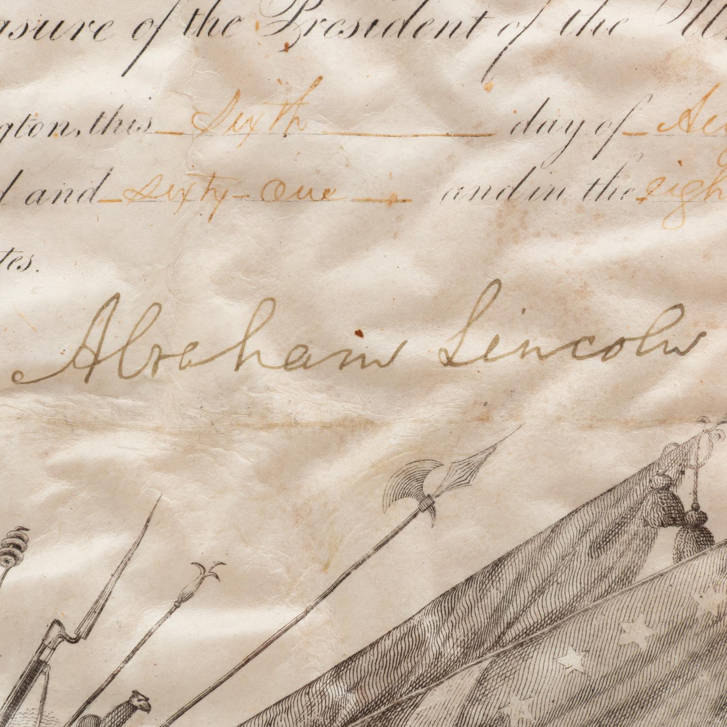 [Presidential] Lincoln, Abraham. Signed Military Commission