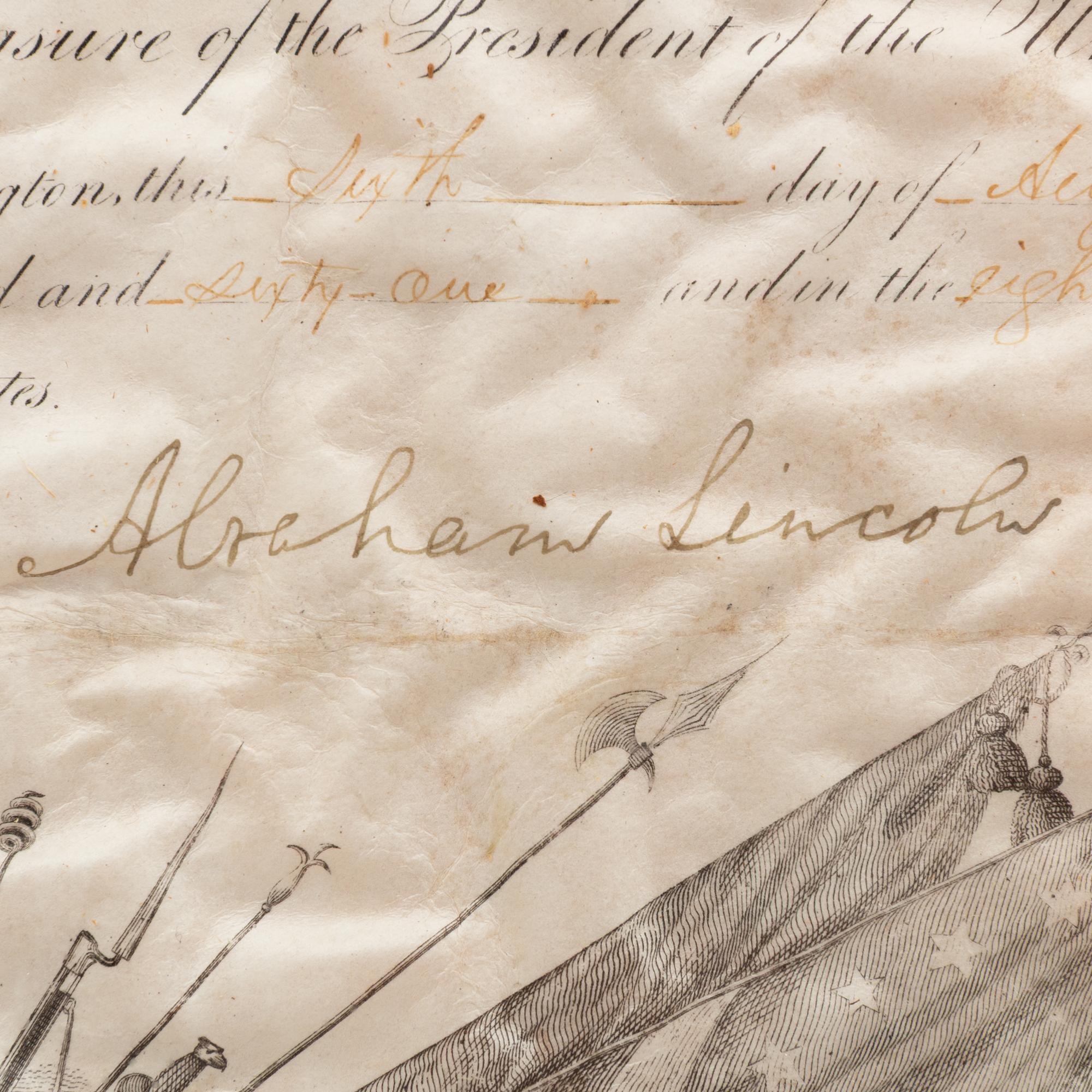 [Presidential] Lincoln, Abraham. Signed Military Commission